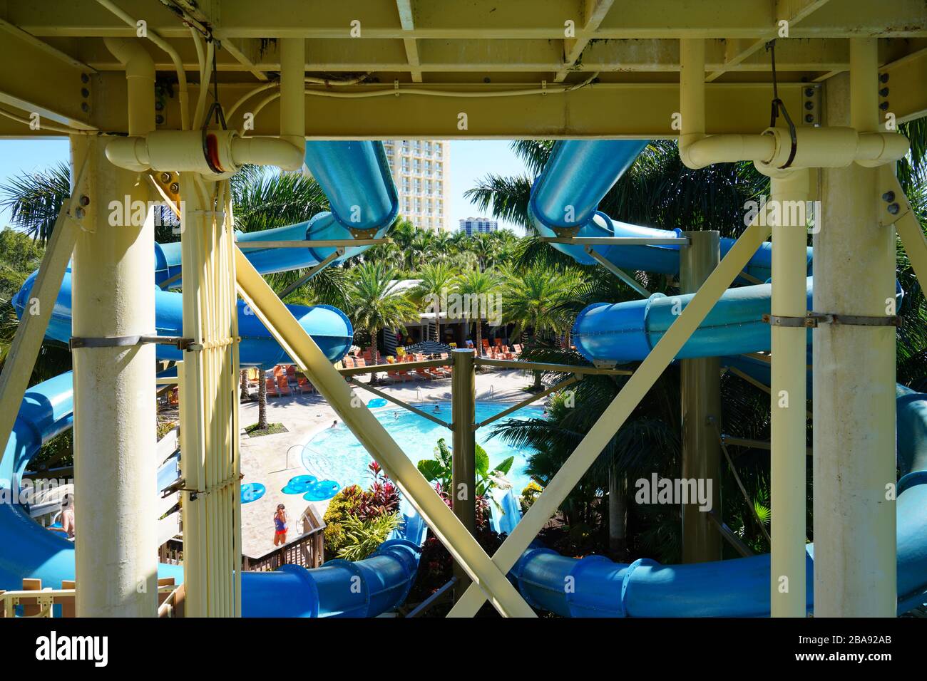 BONITA SPRINGS, FL 30 JAN 2020 A giant aquatic water slide in a