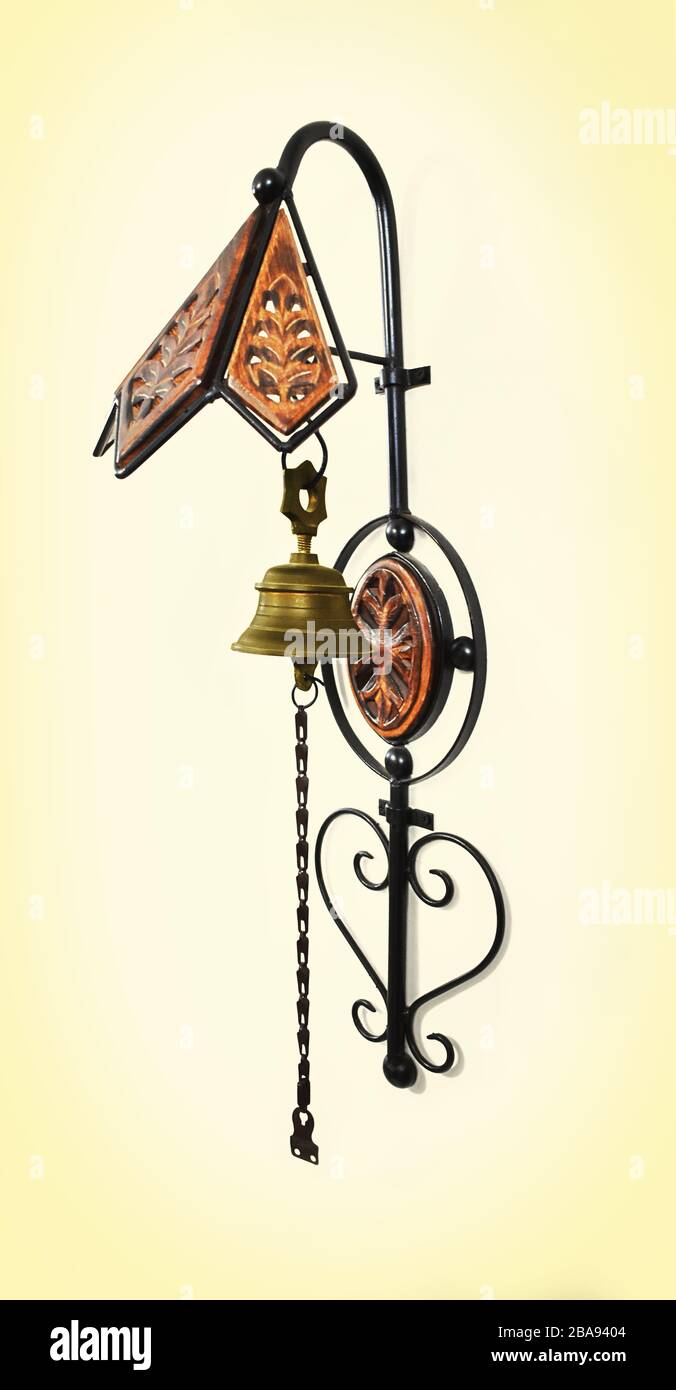 Decorative Manual Doorbell, Wall Hanging Handicraft Item - Isolated Stock Photo