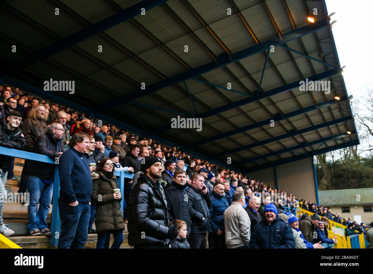 FC Halifax Town fans watch the match during the Vanarama Conference Premier League match at The FC Halifax Town fans watch the match during the Vanarama Conference Premier League match at The
