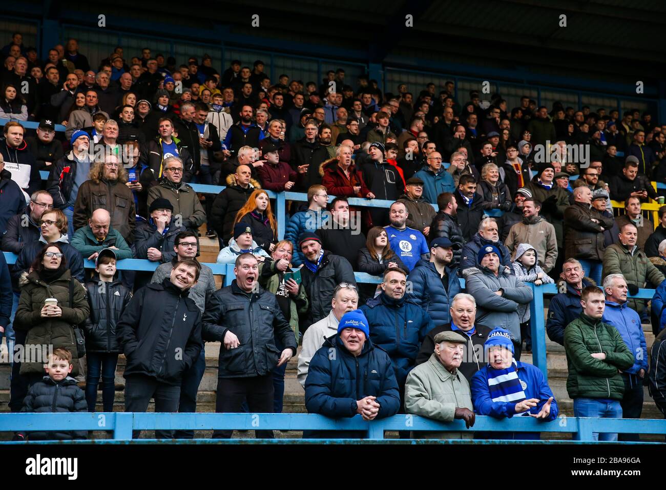 FC Halifax Town fans watch the match during the Vanarama Conference Premier League match at The FC Halifax Town fans watch the match during the Vanarama Conference Premier League match at The