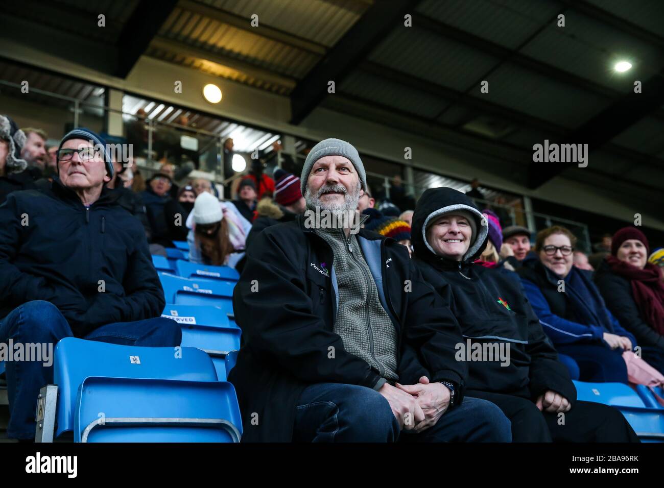 FC Halifax Town fans watch the match during the Vanarama Conference Premier League match at The FC Halifax Town fans watch the match during the Vanarama Conference Premier League match at The
