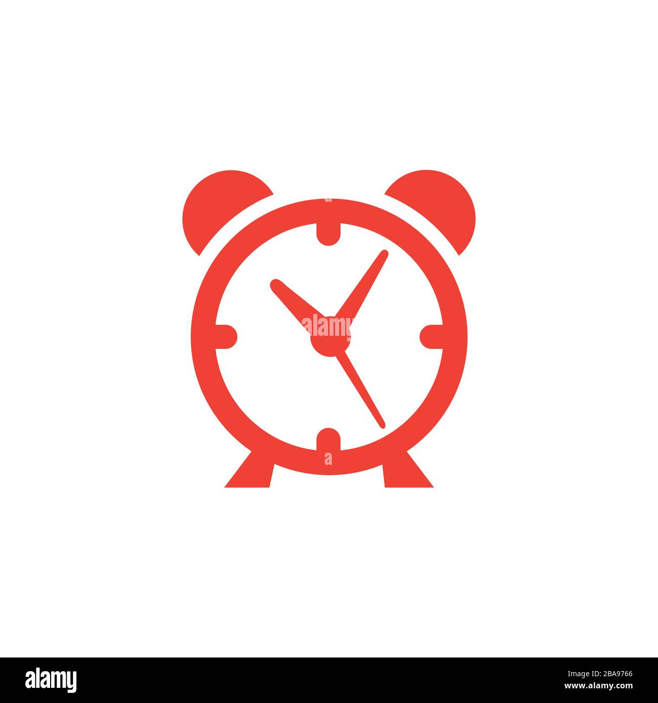 Alarm Clock Red Icon On White Background. Red Flat Style Vector
