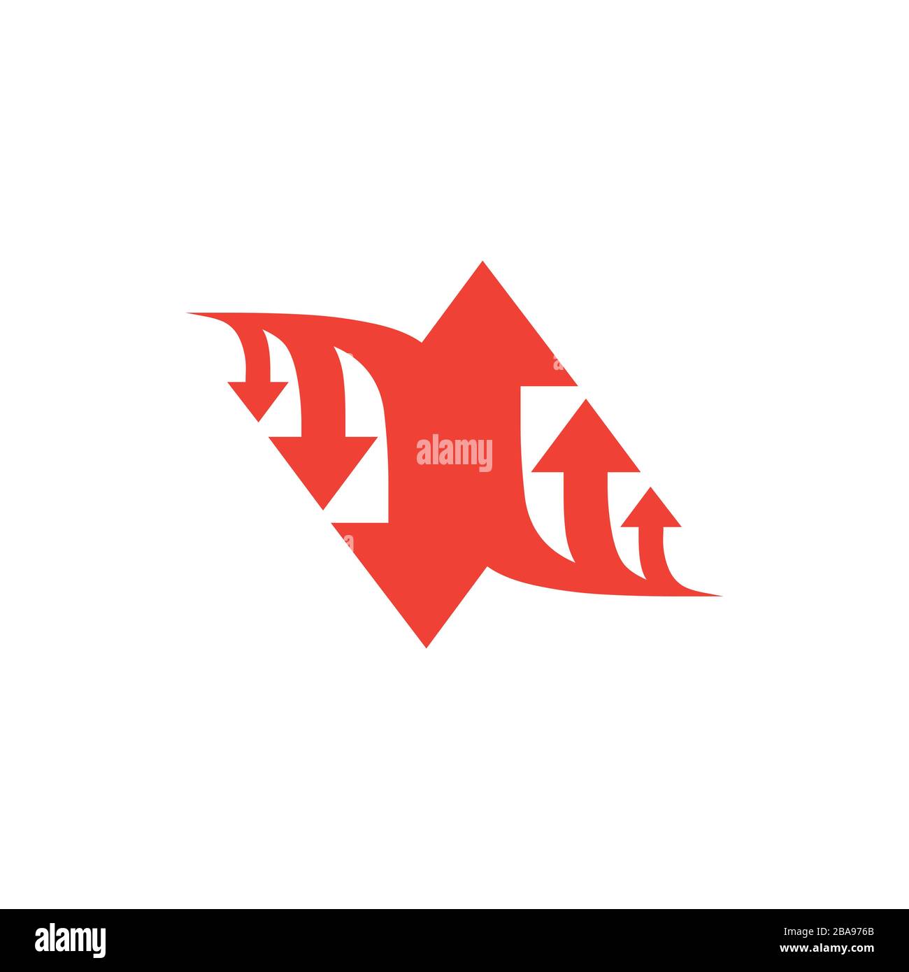 Three Arrow Sign Direction Two way. Flat Road Direction Red Vector Illustration. Stock Vector
