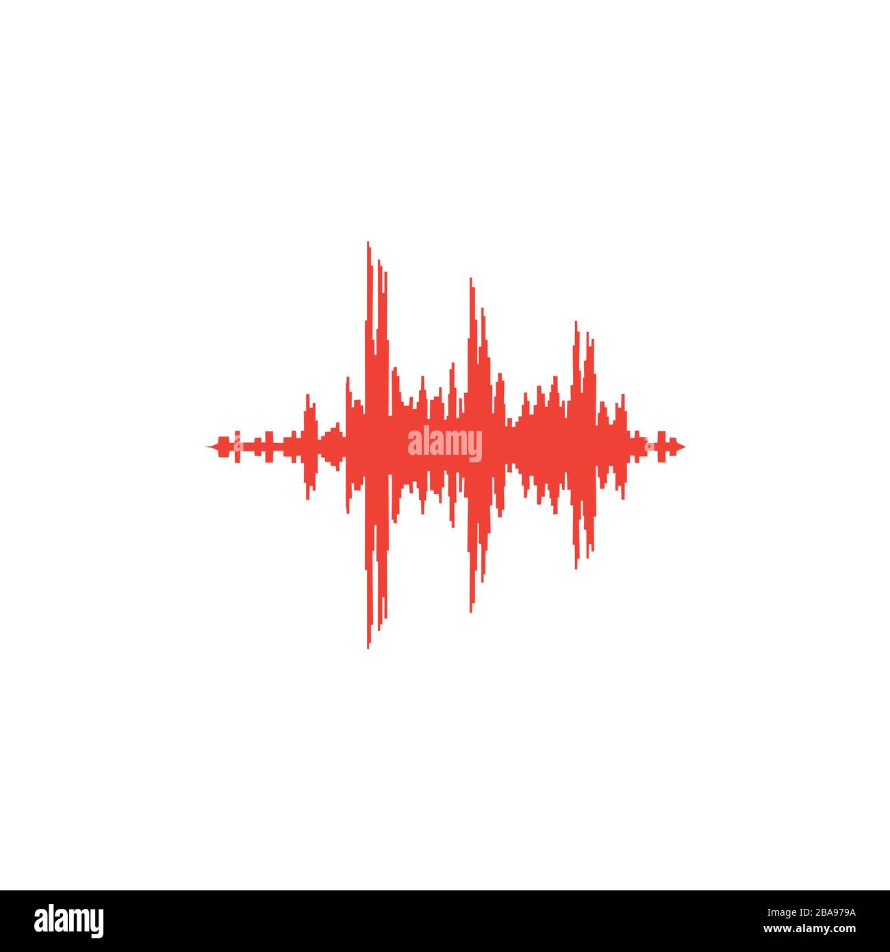 Audio Signal Red Icon On White Background. Red Flat Style Vector