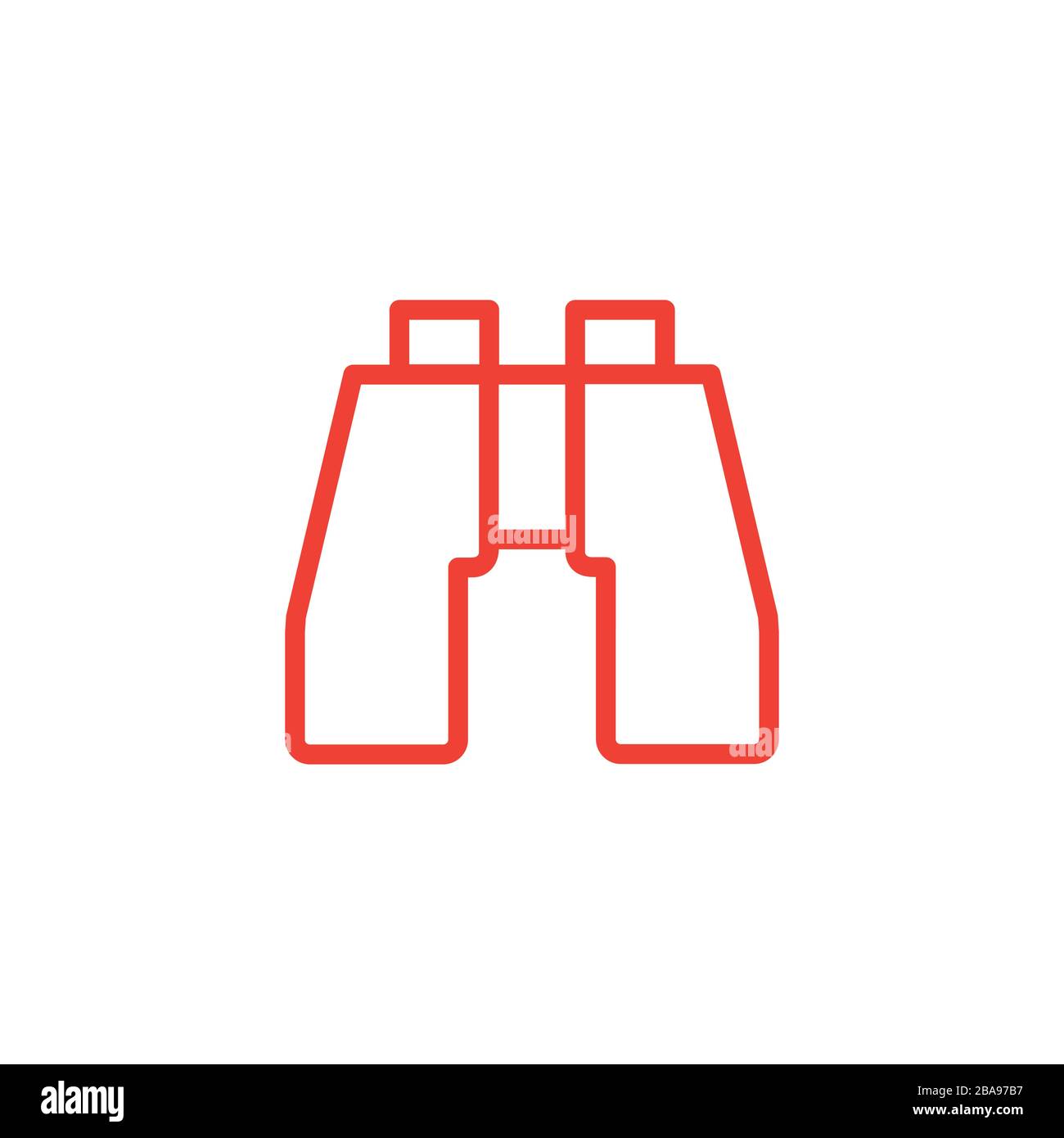 Binocular Line Red Icon On White Background. Red Flat Style Vector Illustration. Stock Vector