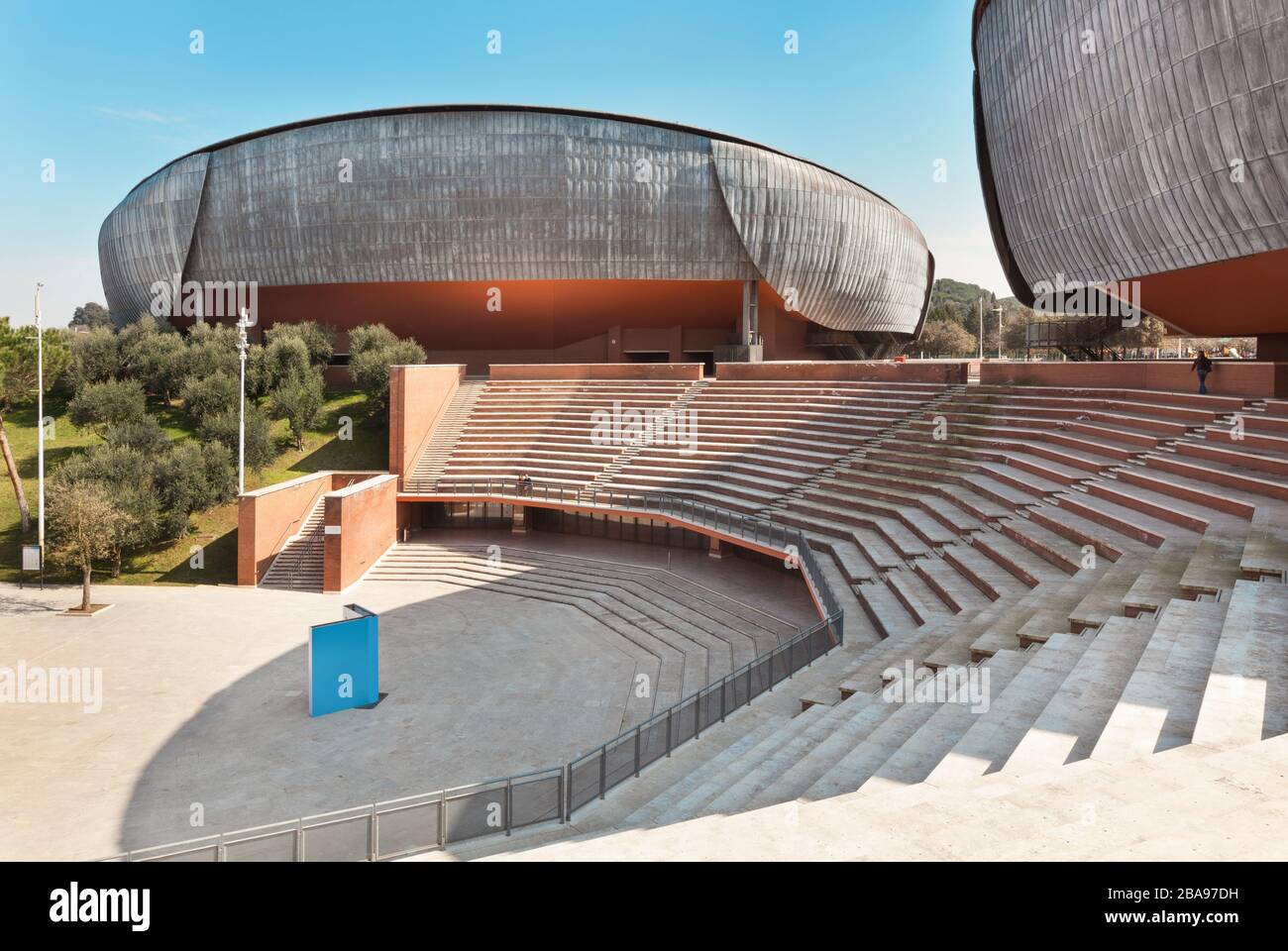 ROME, ITALY - MARCH 14, 2015: View from external of the Auditorium Parco della Musica, structure dedicated entirely to art. Architect, Renzo Piano Stock Photo