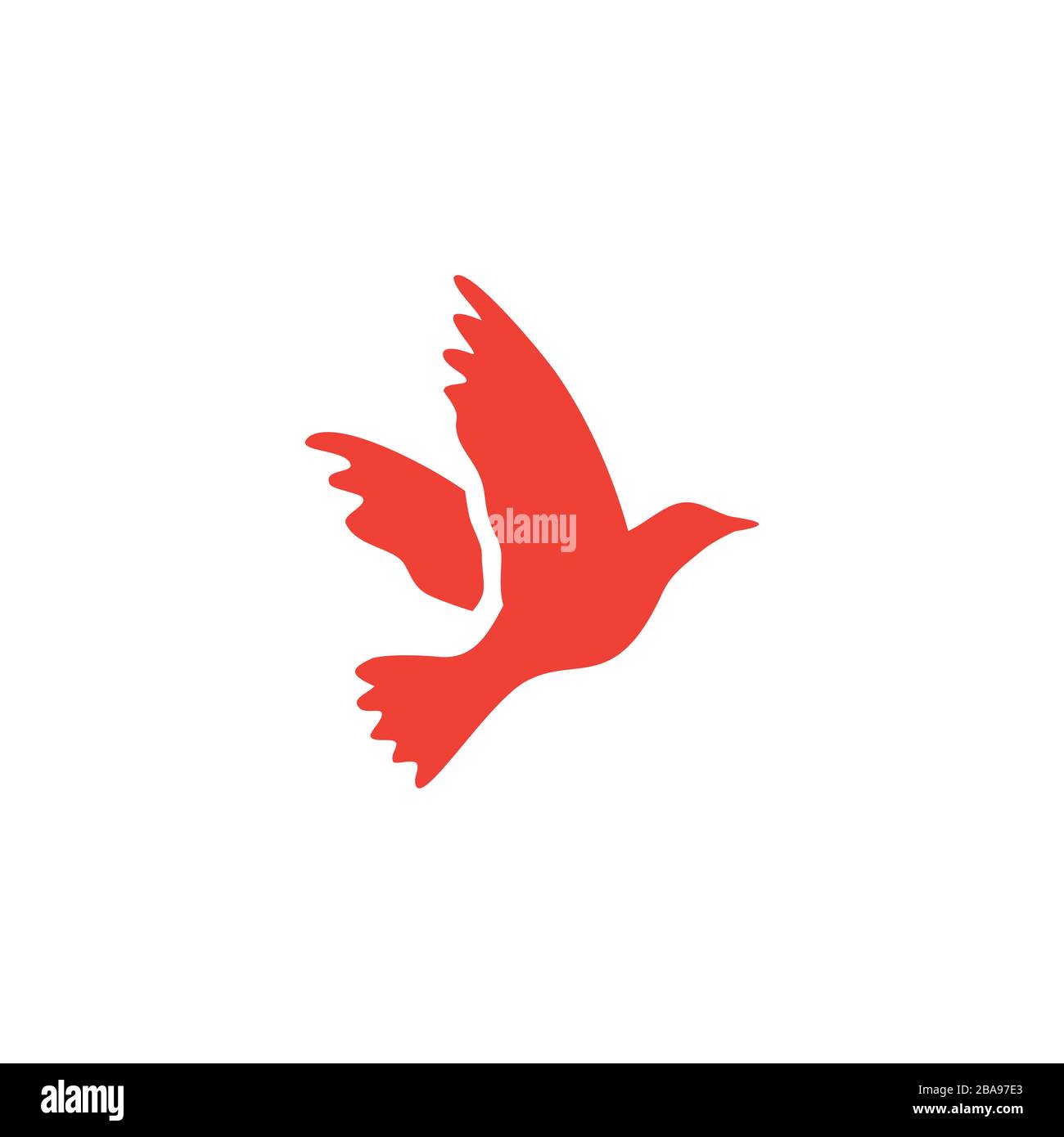 Bird Red Icon On White Background. Red Flat Style Vector Illustration. Stock Vector
