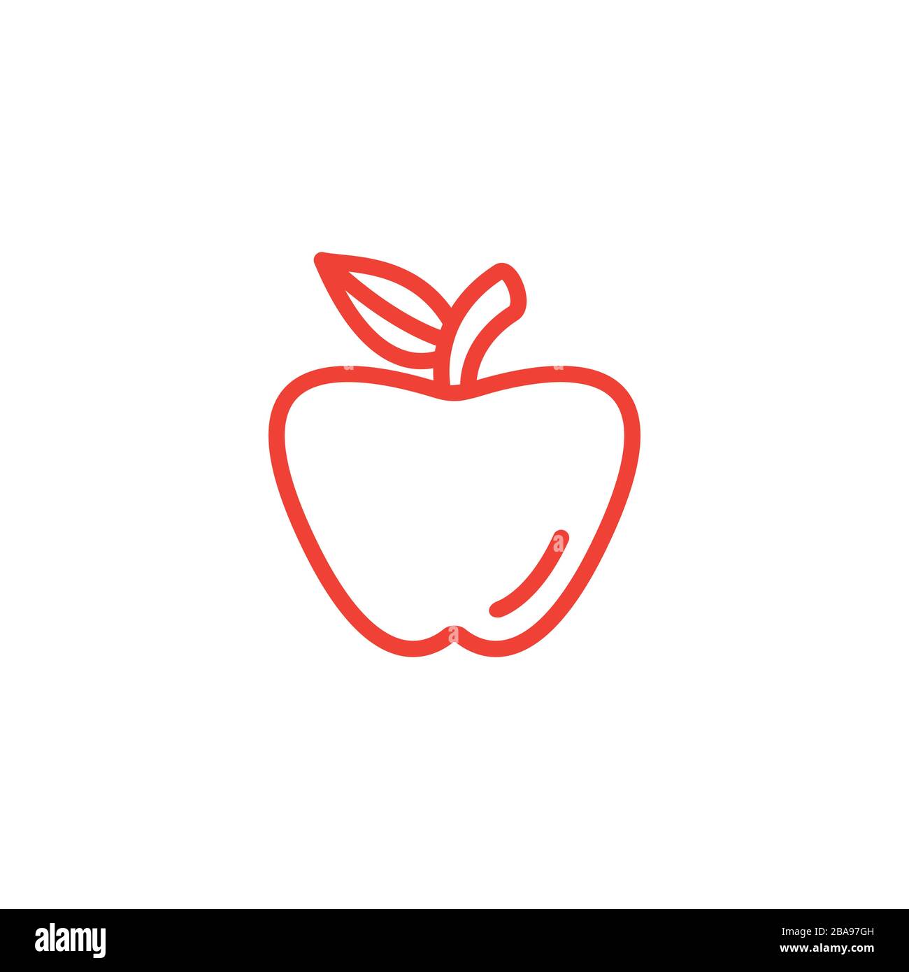 Apple Line Red Icon On White Background. Red Flat Style Vector Illustration. Stock Vector