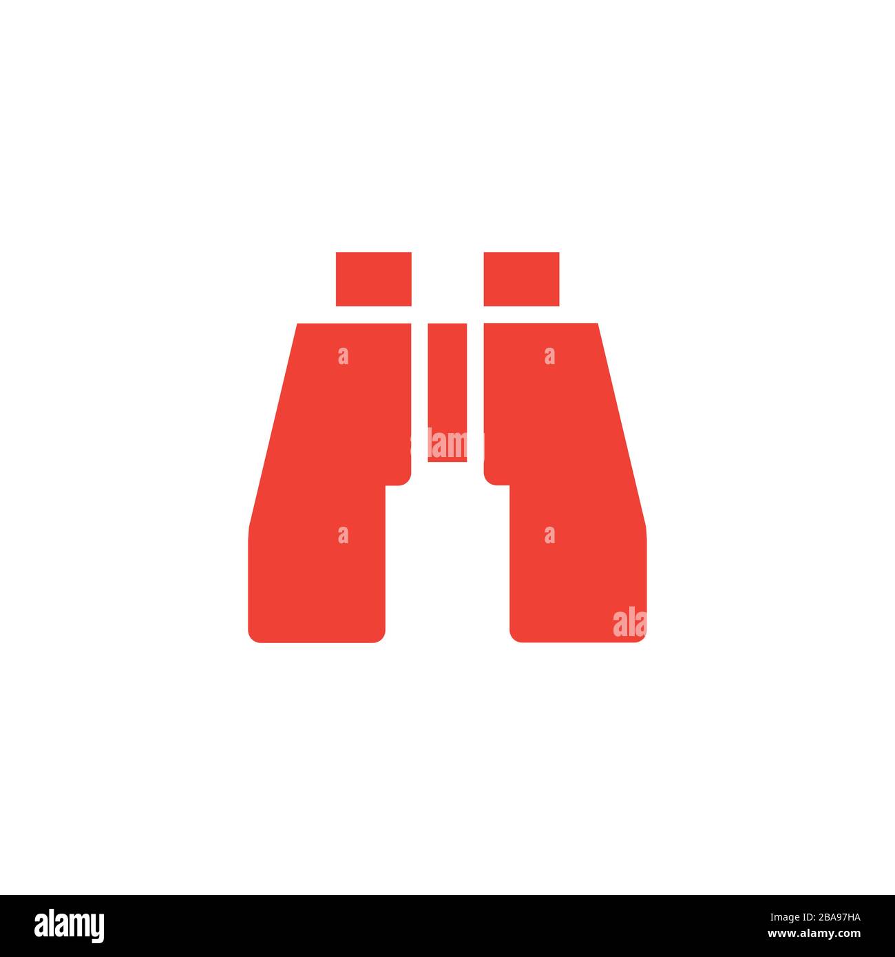 Binocular Red Icon On White Background. Red Flat Style Vector Illustration. Stock Vector