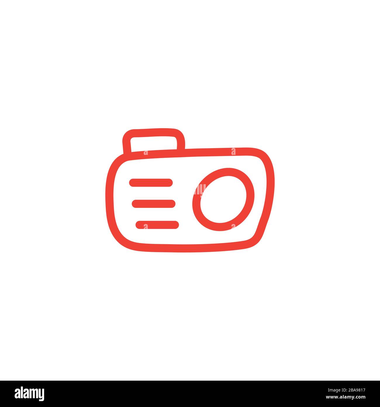 Camera Line Red Icon On White Background. Red Flat Style Vector Illustration. Stock Vector