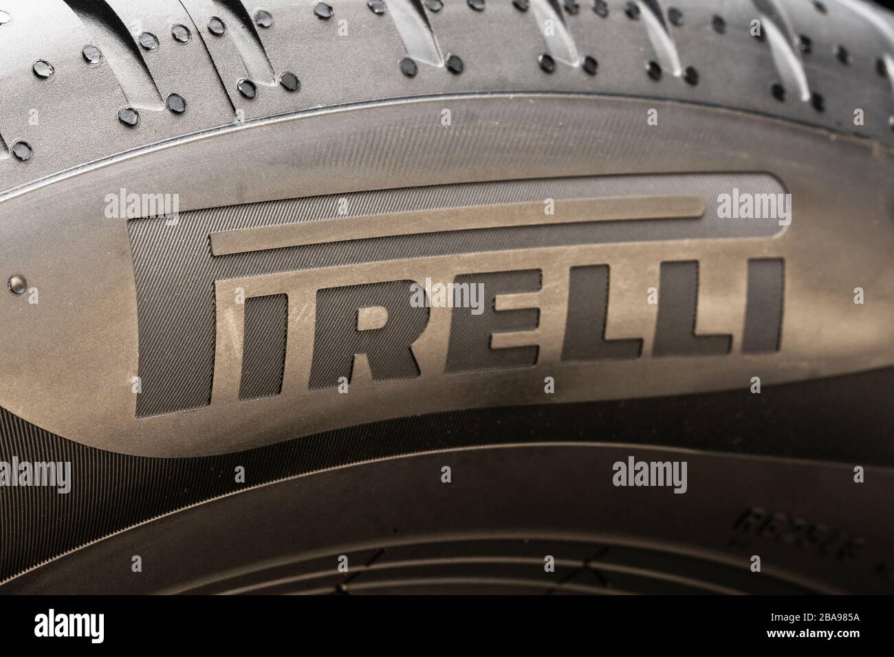 Krasnoyarsk, Russia, 20 march 2020: New tire Pirelli Cinturato P7, new ...