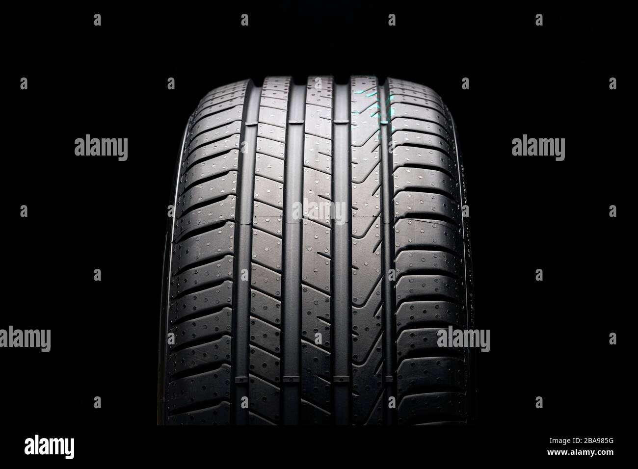 Krasnoyarsk, Russia, 20 march 2020: New protector tire Pirelli Cinturato P7,  new models 2020 year. front view on a black background Stock Photo - Alamy