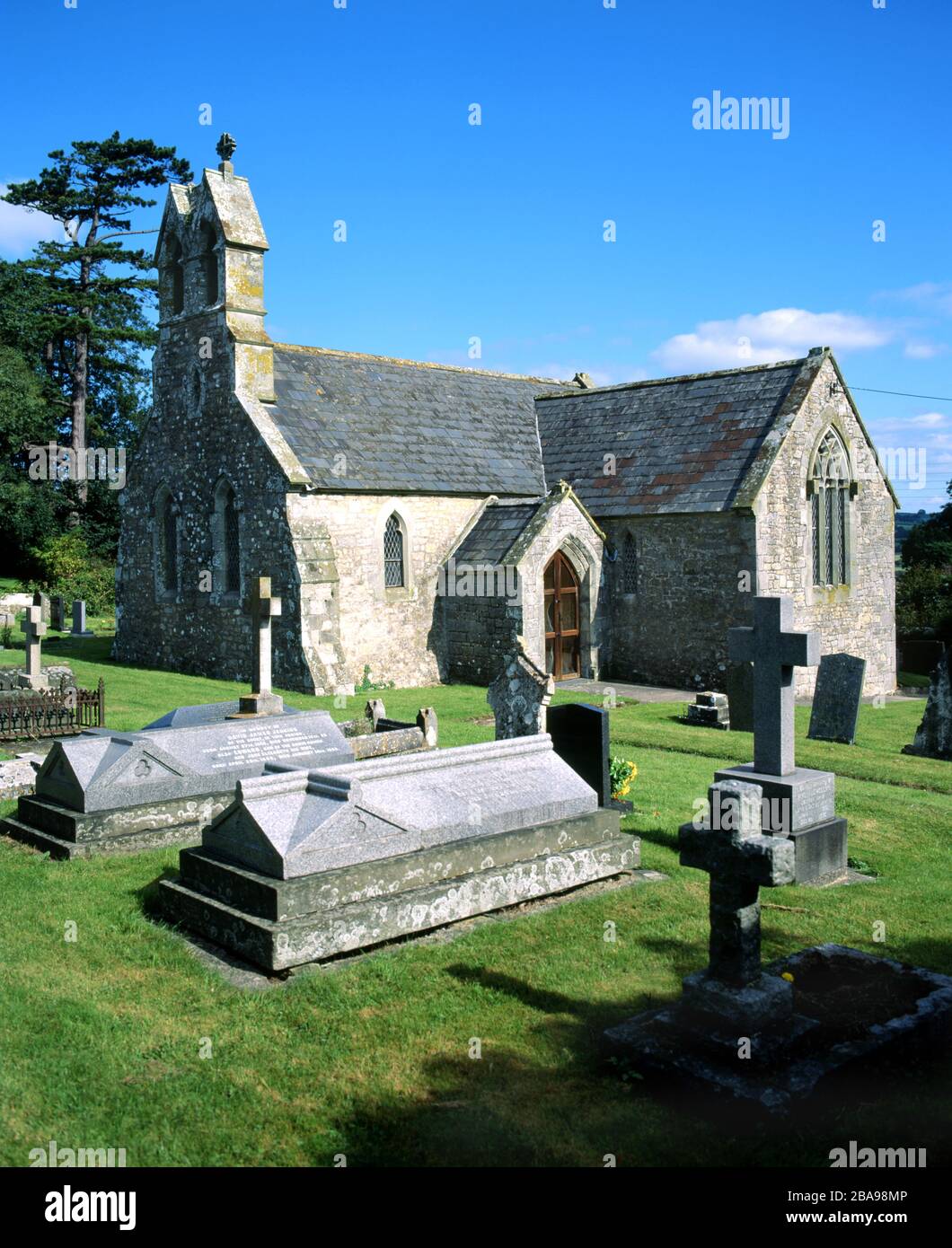 St Michael Church burial place of Iolo Morganwg, Flemingston, Vale of Glamorgan, South Wales. Stock Photo