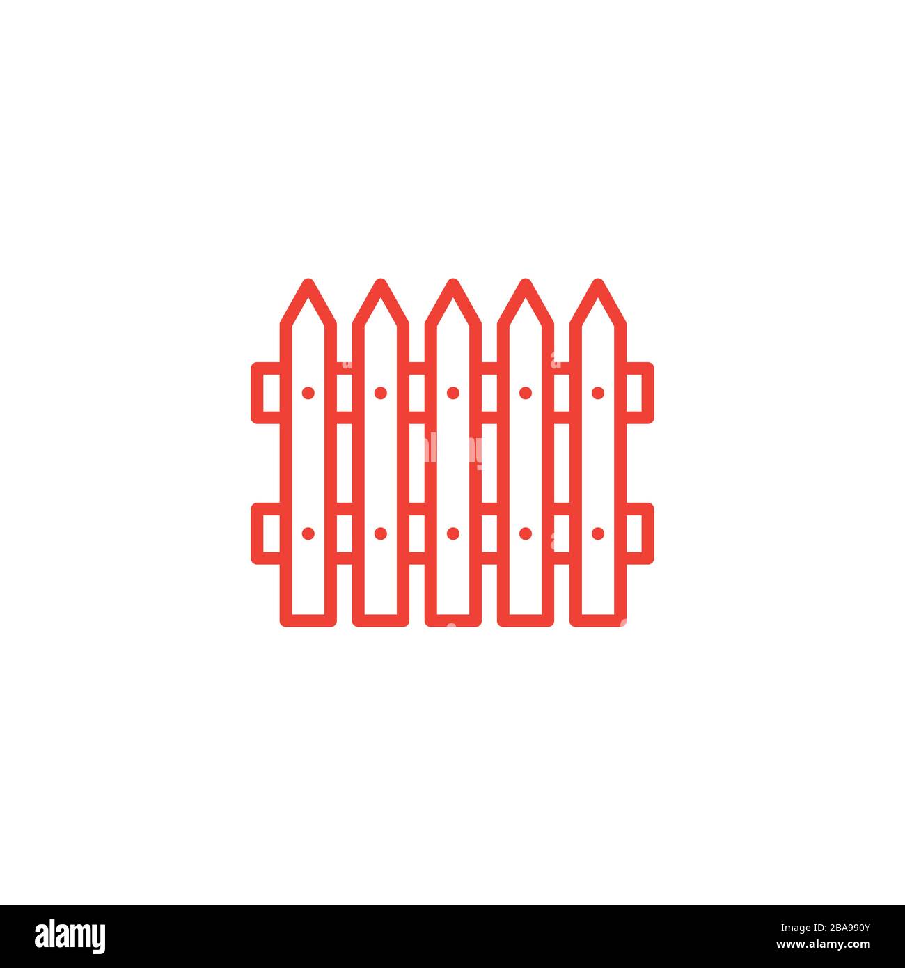 Fence Line Red Icon On White Background. Red Flat Style Vector Illustration. Stock Vector