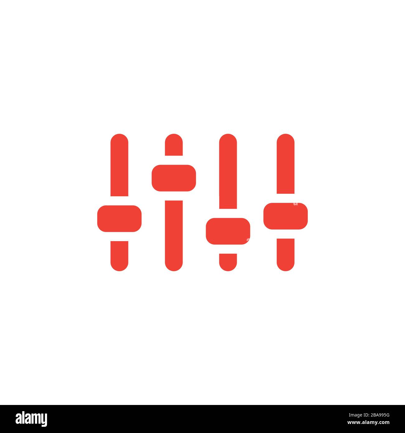 Equalizer Red Icon On White Background. Red Flat Style Vector Illustration. Stock Vector