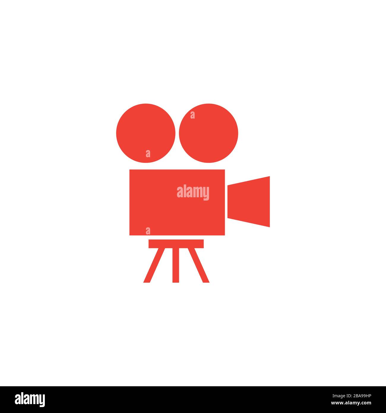 Film Camera Red Icon On White Background. Red Flat Style Vector ...