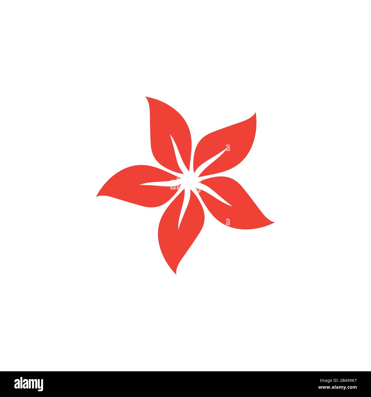 Flower Red Icon On White Background. Red Flat Style Vector Illustration ...