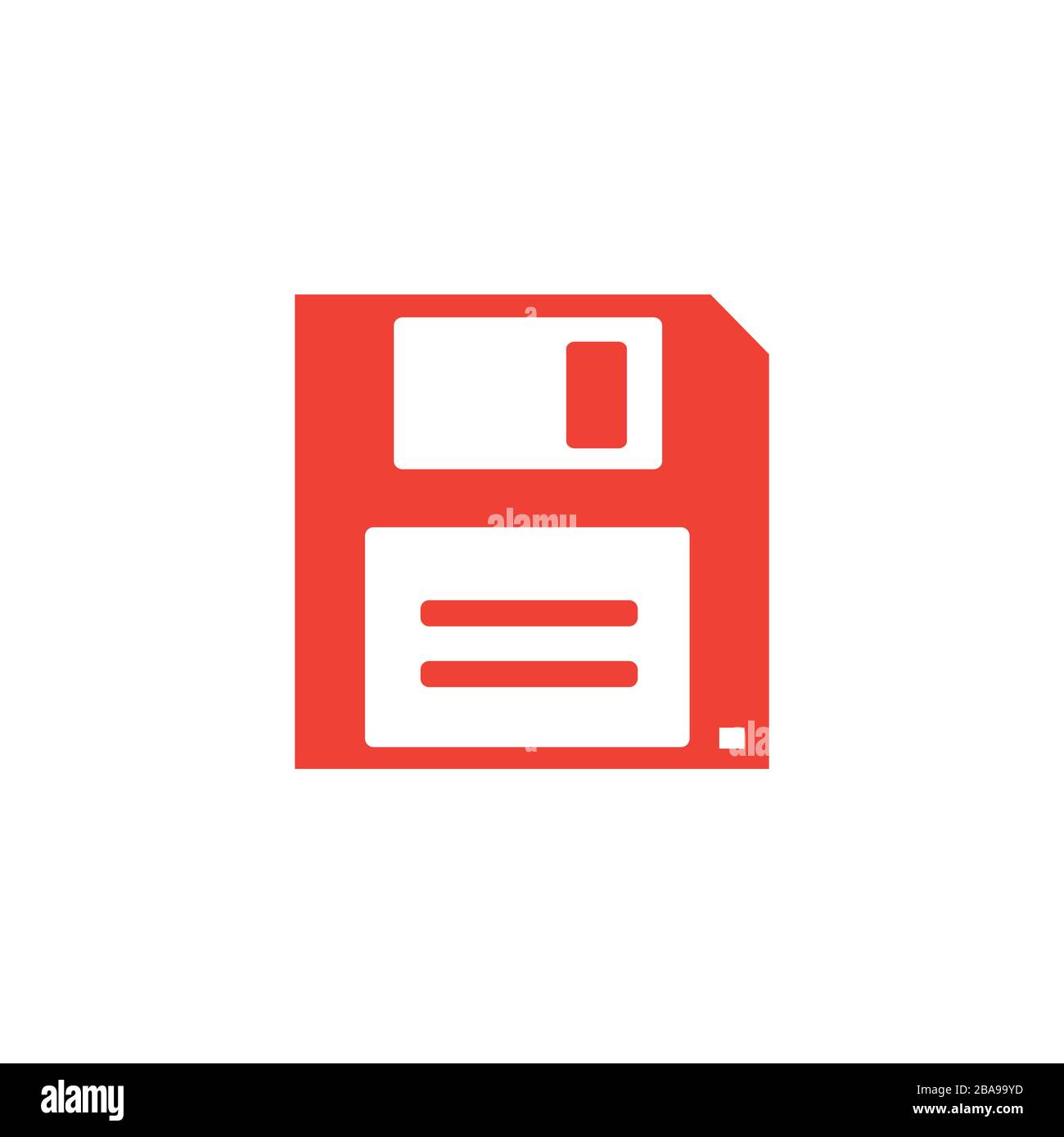Floppy Disc Red Icon On White Background. Red Flat Style Vector