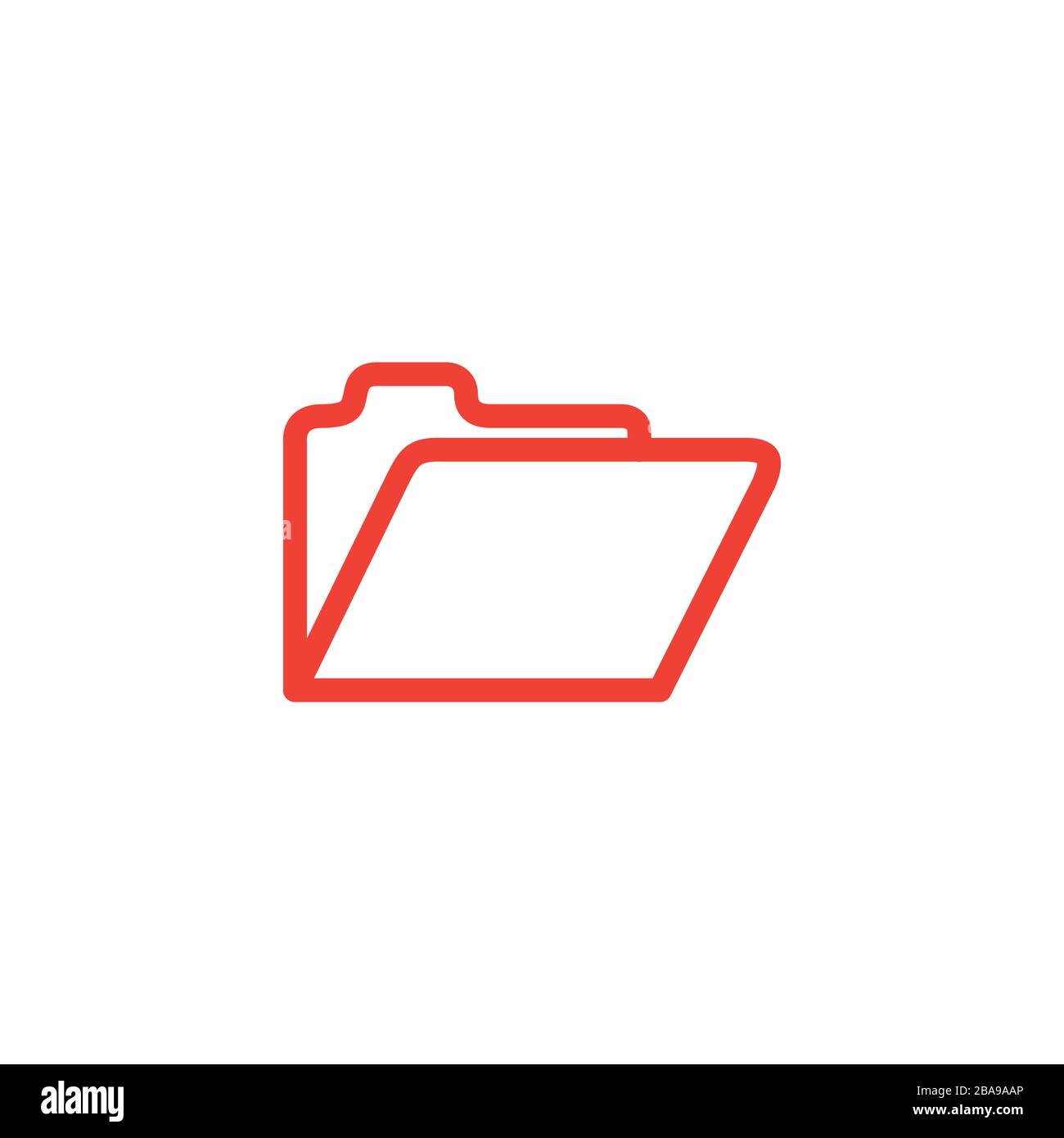 Folder Line Red Icon On White Background. Red Flat Style Vector Illustration. Stock Vector