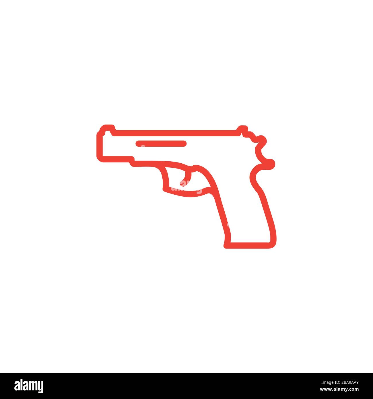 Gun Line Red Icon On White Background. Red Flat Style Vector