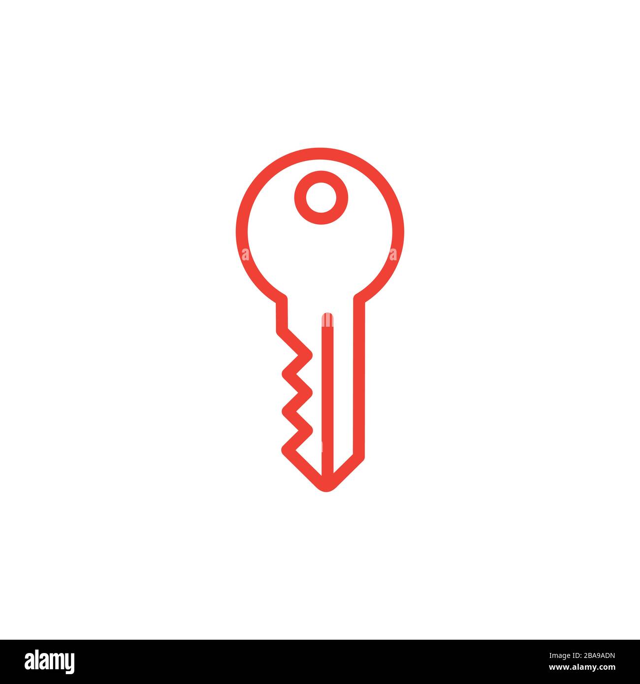 Key Line Red Icon On White Background. Red Flat Style Vector ...