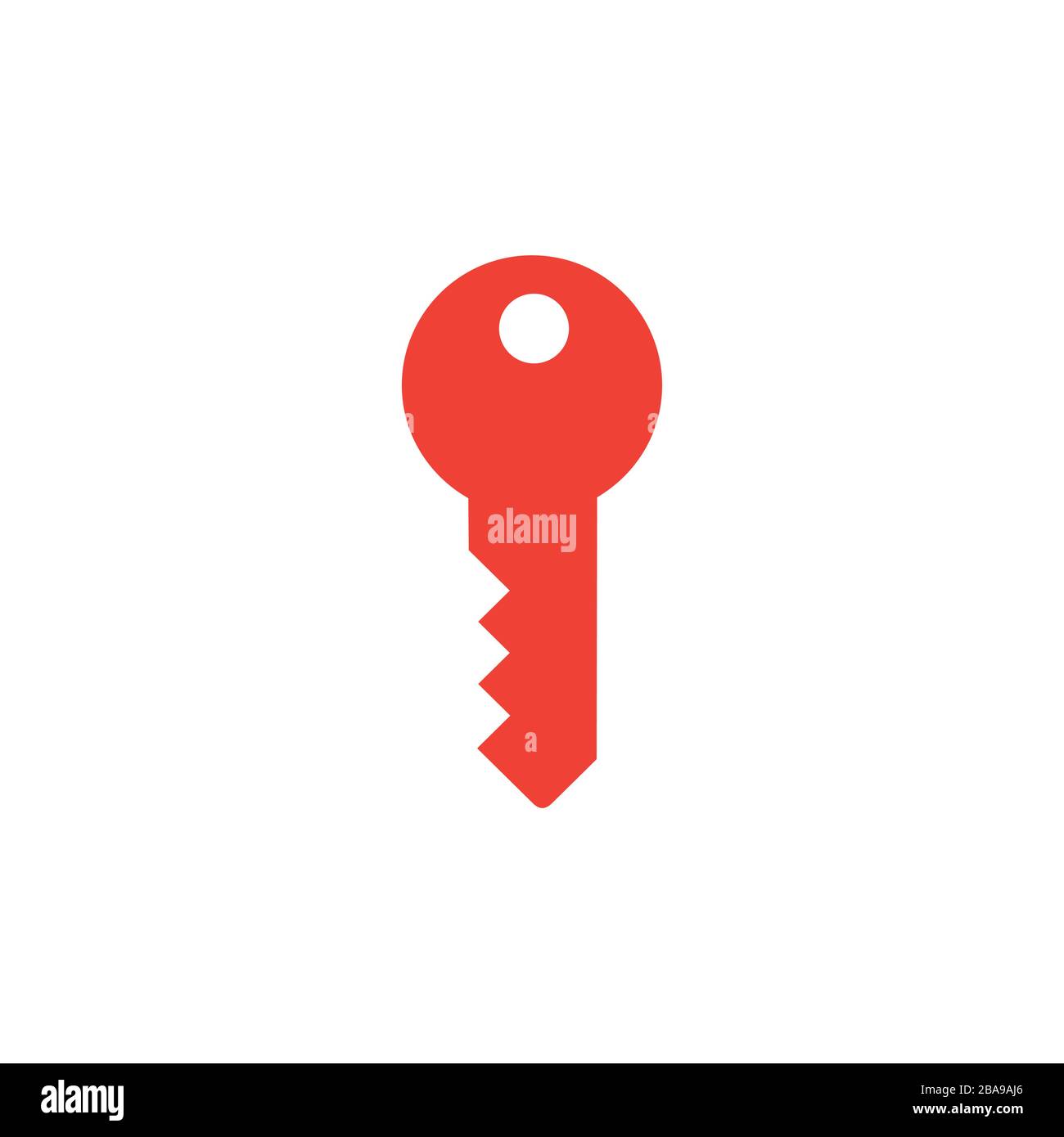 Key Red Icon On White Background. Red Flat Style Vector Illustration. Stock Vector