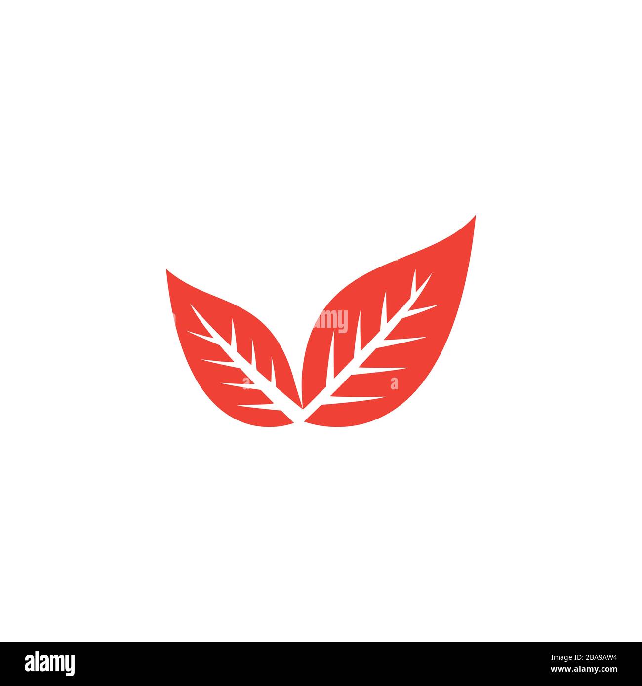 Leaf Red Icon On White Background. Red Flat Style Vector Illustration ...