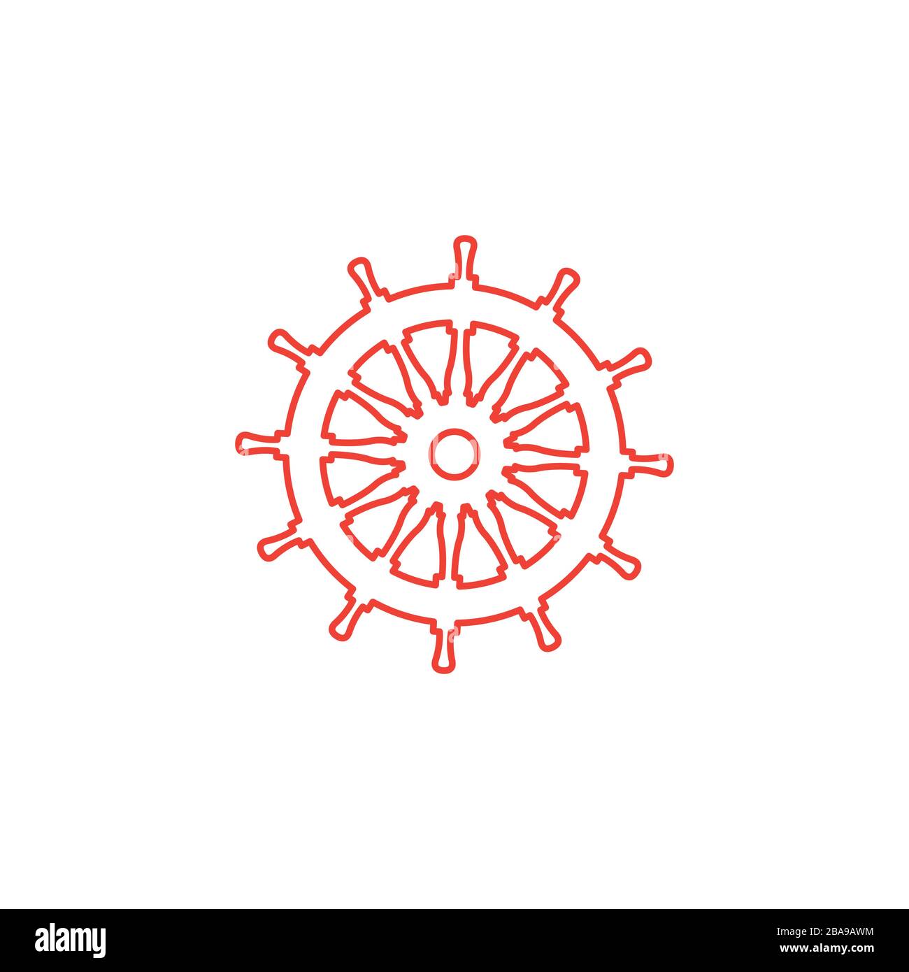 Helm Line Red Icon On White Background. Red Flat Style Vector Illustration. Stock Vector