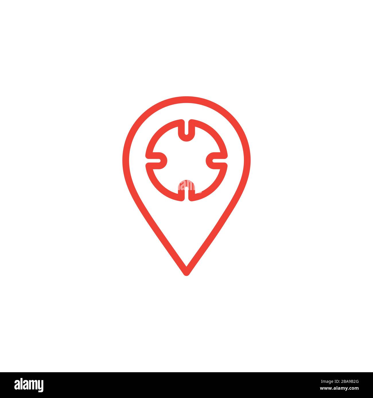 Locator Line Red Icon On White Background. Red Flat Style Vector ...