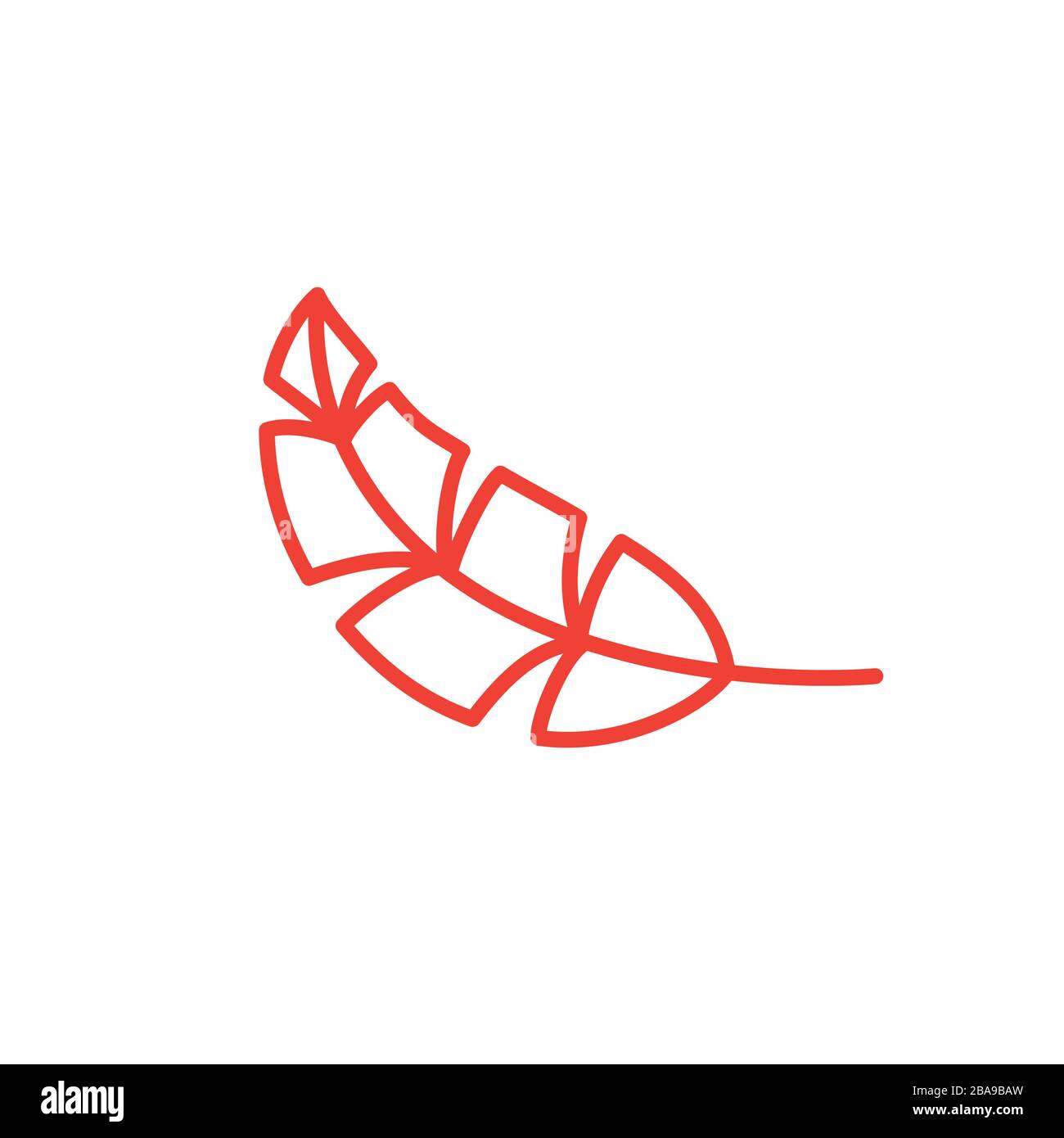 Leaf Line Red Icon On White Background. Red Flat Style Vector ...
