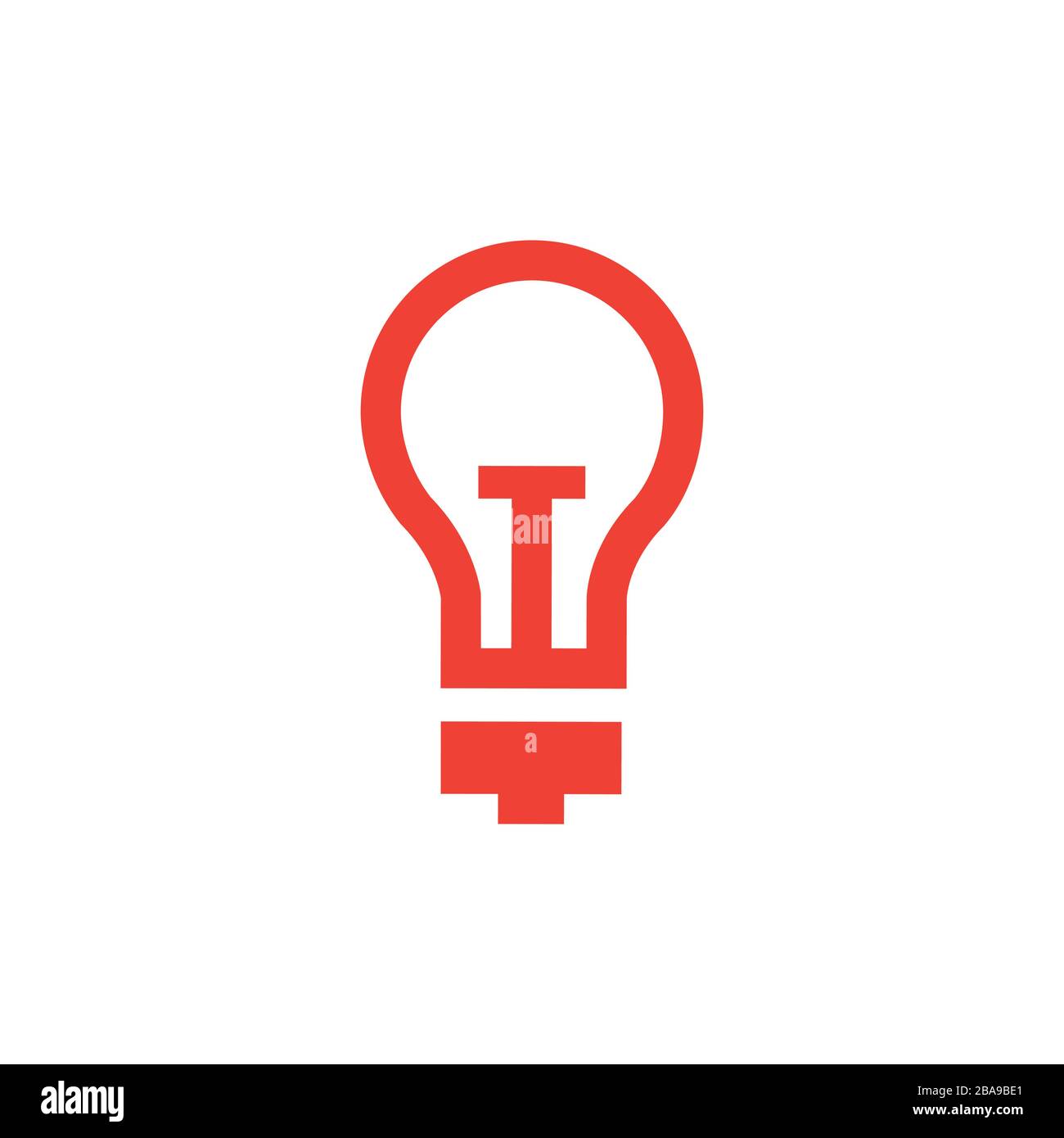 Light Bulb Red Icon On White Background. Red Flat Style Vector ...
