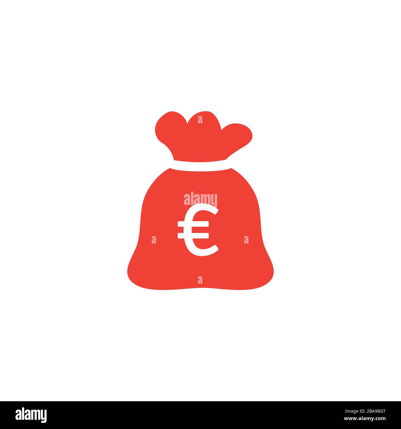 Money Sack Red Icon On White Background. Red Flat Style Vector ...