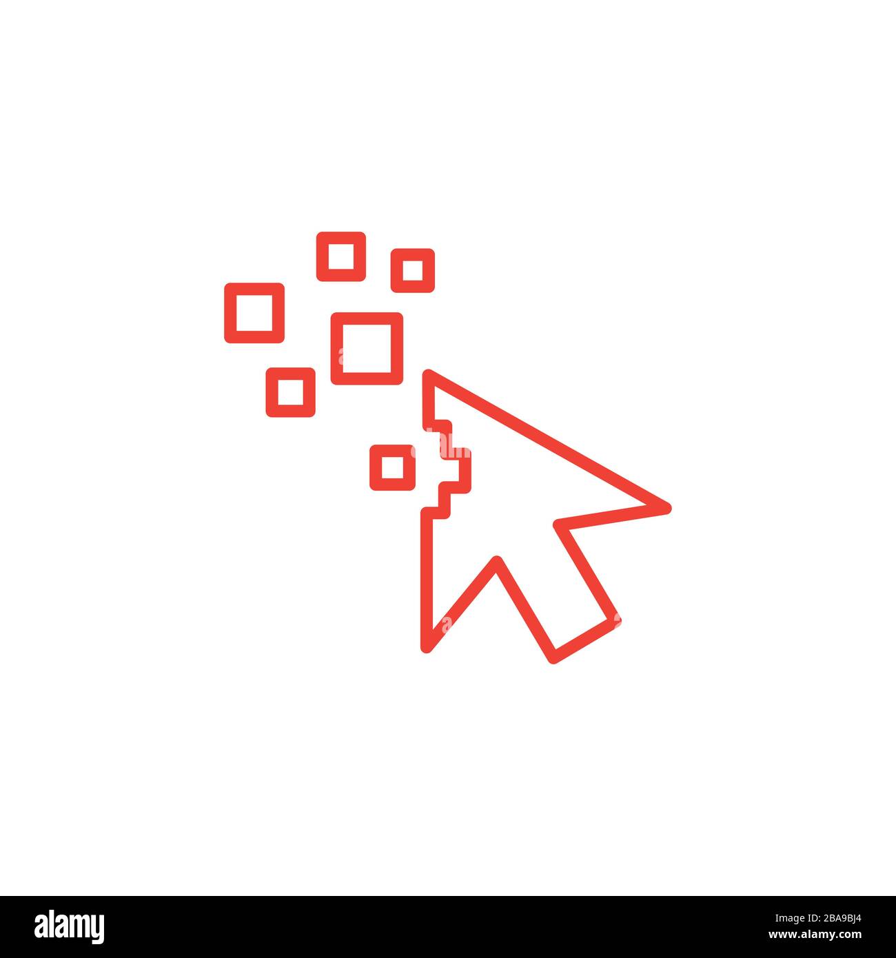 Mouse Cursor Line Red Icon On White Background. Red Flat Style Vector Illustration. Stock Vector