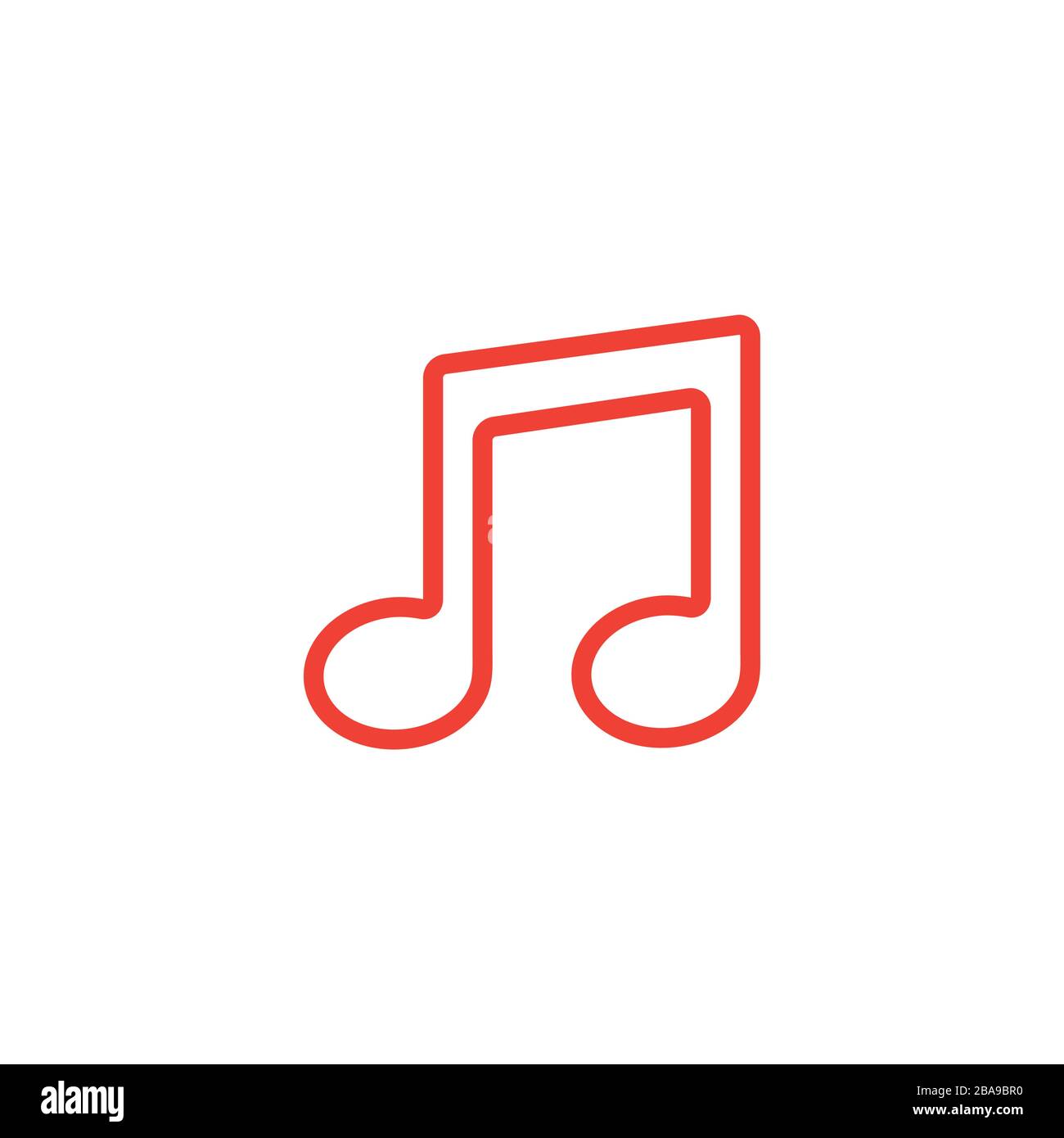 Music Note Line Red Icon On White Background. Red Flat Style Vector ...