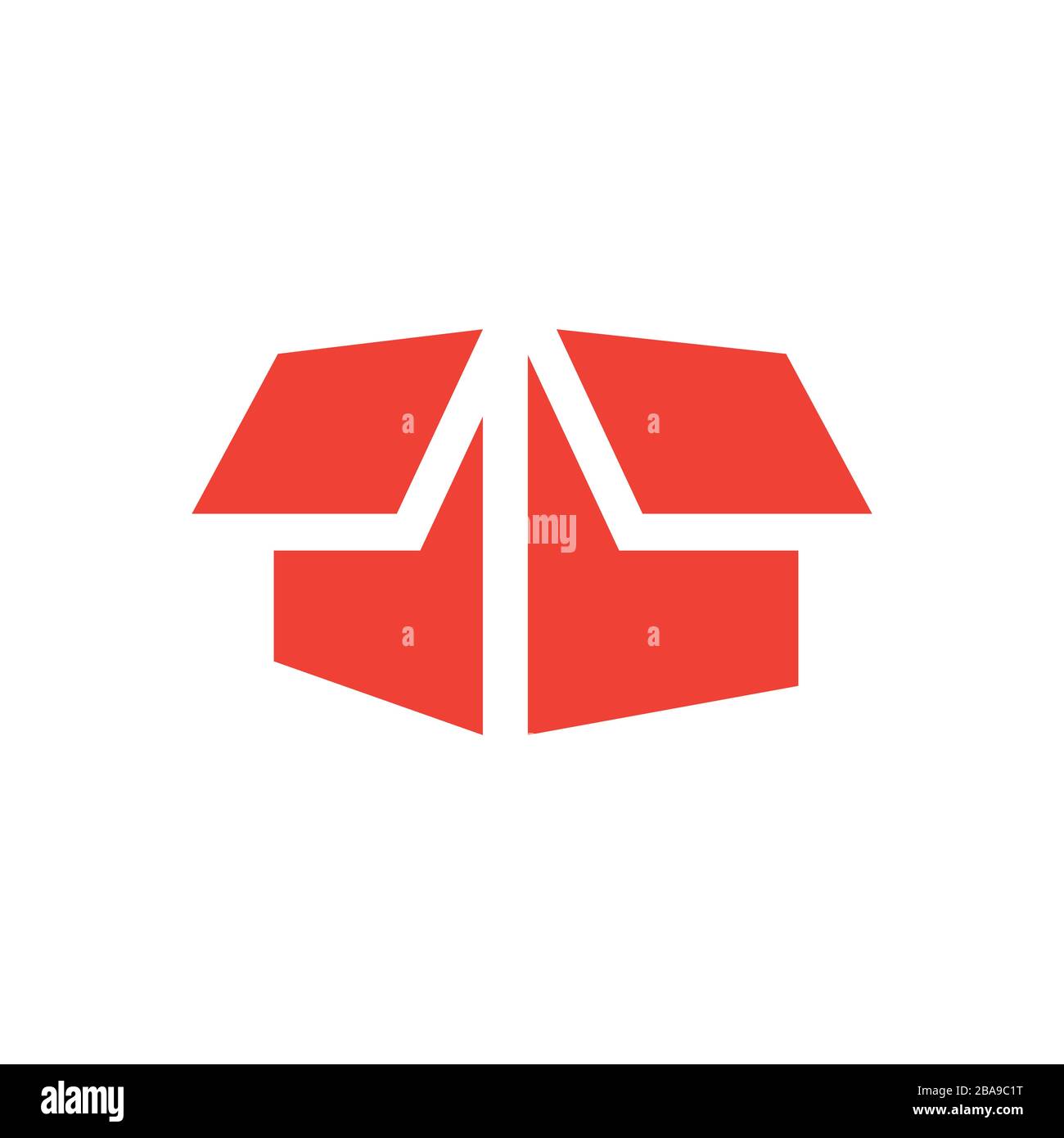Open Box Red Icon On White Background. Red Flat Style Vector Illustration. Stock Vector