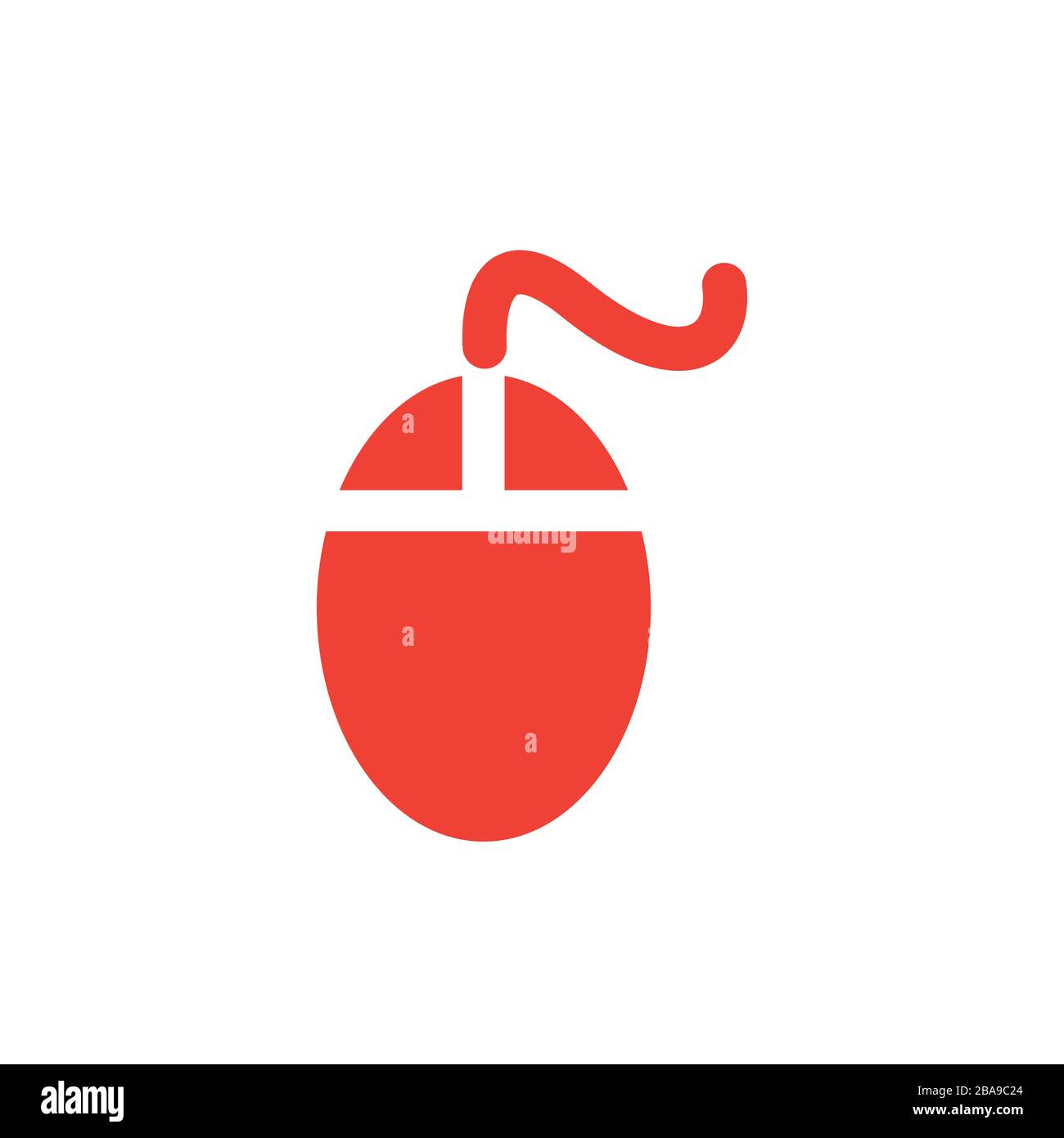 Mouse Red Icon On White Background. Red Flat Style Vector Illustration ...