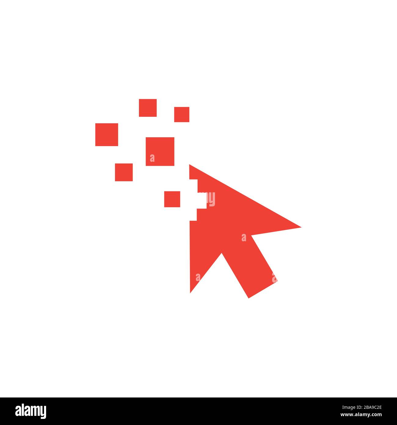 Mouse Cursor Red Icon On White Background. Red Flat Style Vector