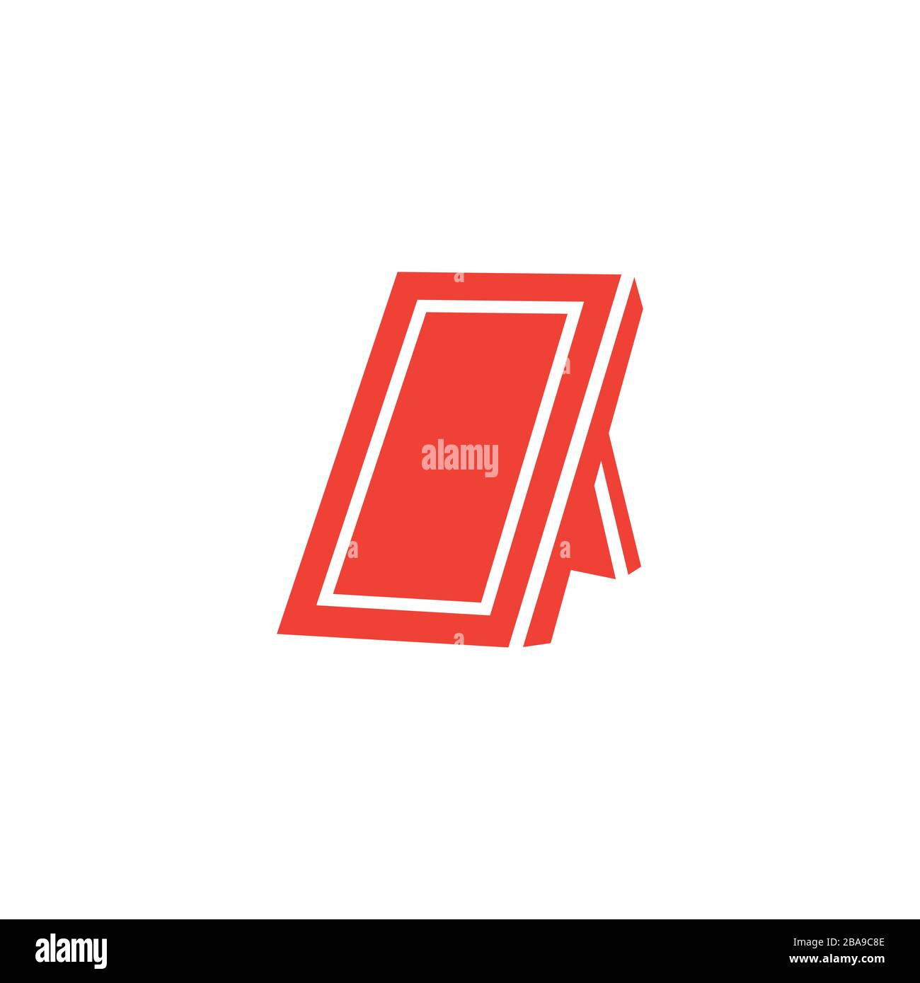 Photo Frame Red Icon On White Background. Red Flat Style Vector