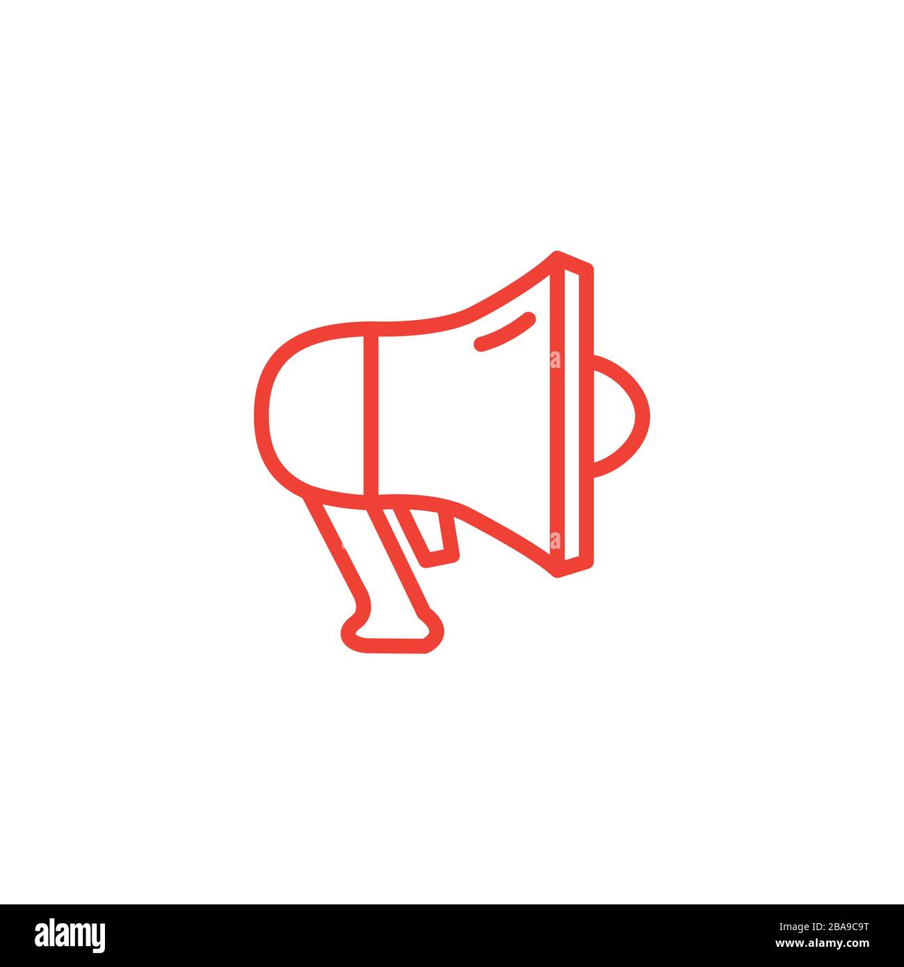 Megaphone Line Red Icon On White Background. Red Flat Style Vector ...