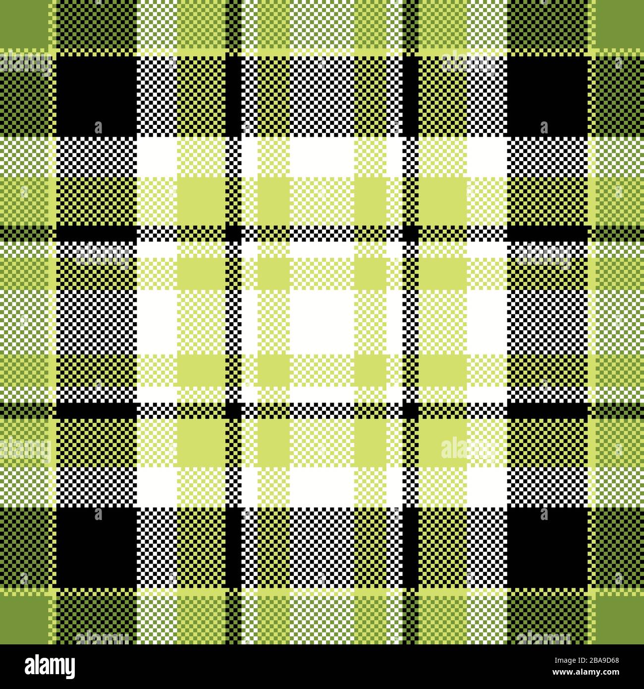 Pixel background vector design. Modern seamless pattern plaid. Square texture fabric. Tartan scottish textile. Beauty color madras ornament. Stock Vector