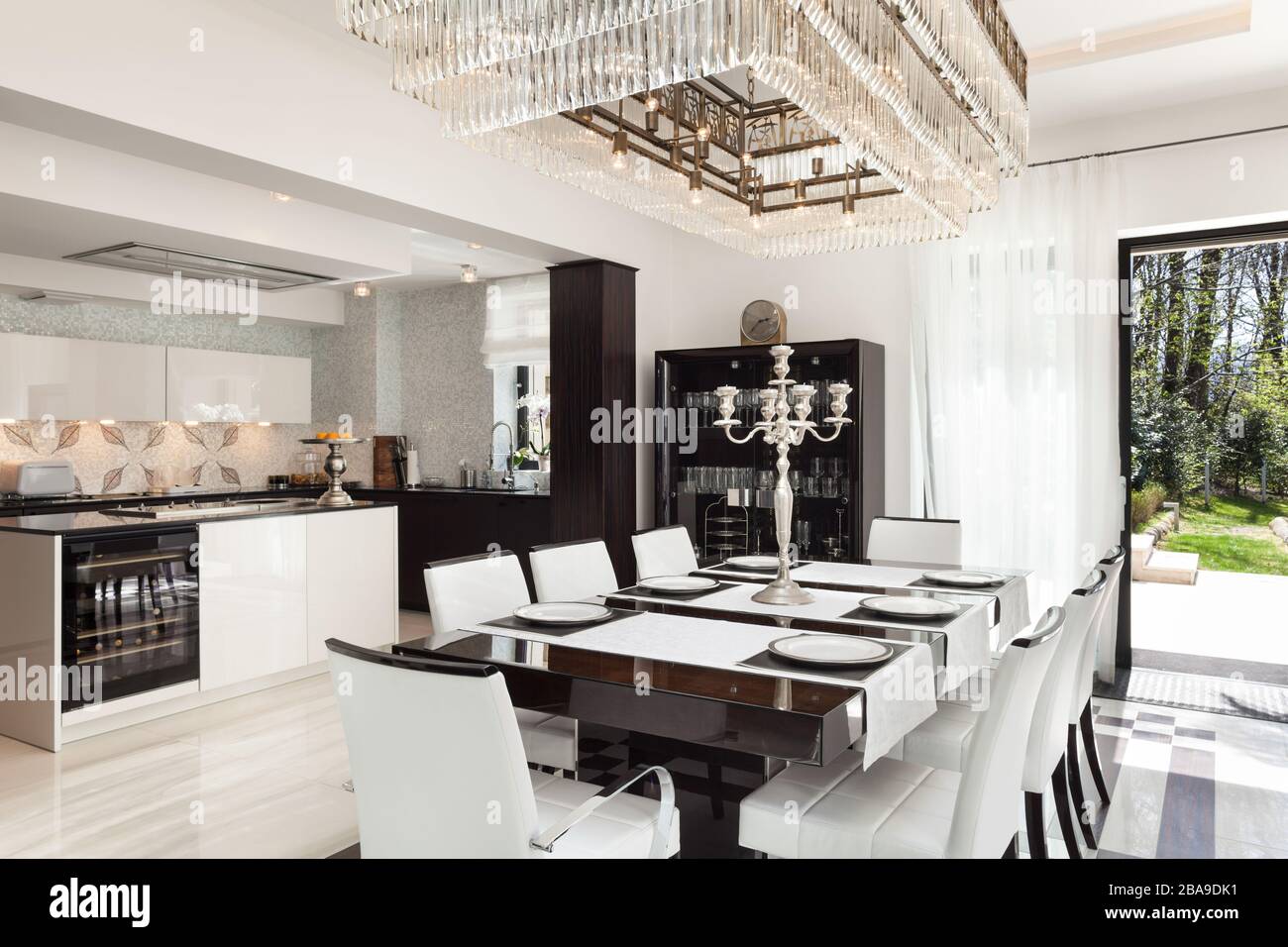 architecture, modern house, beautiful interiors, dining room Stock Photo
