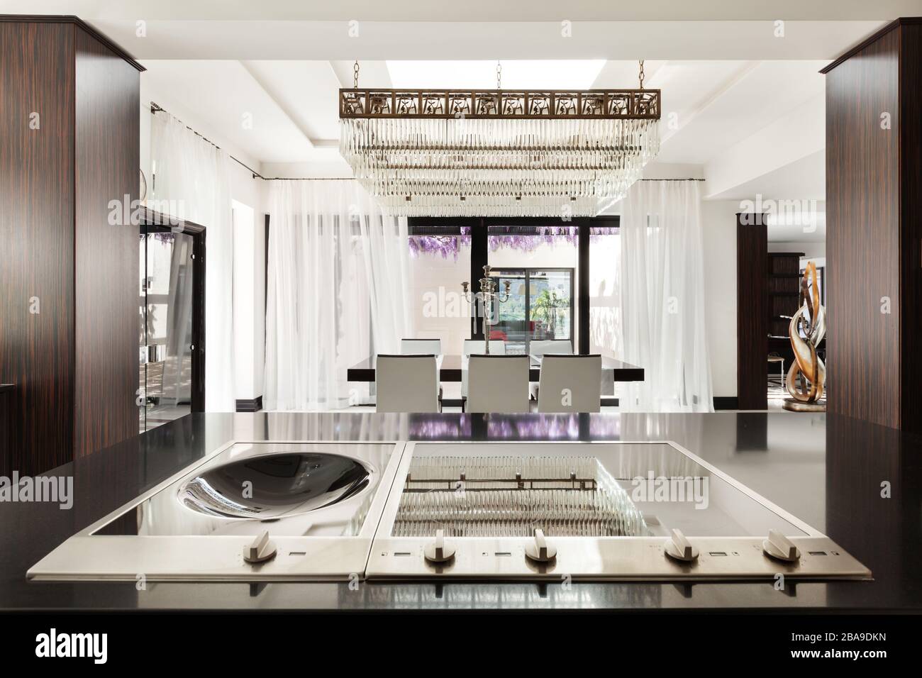 Modern architecture, beautiful kitchen of a luxury apartment Stock Photo