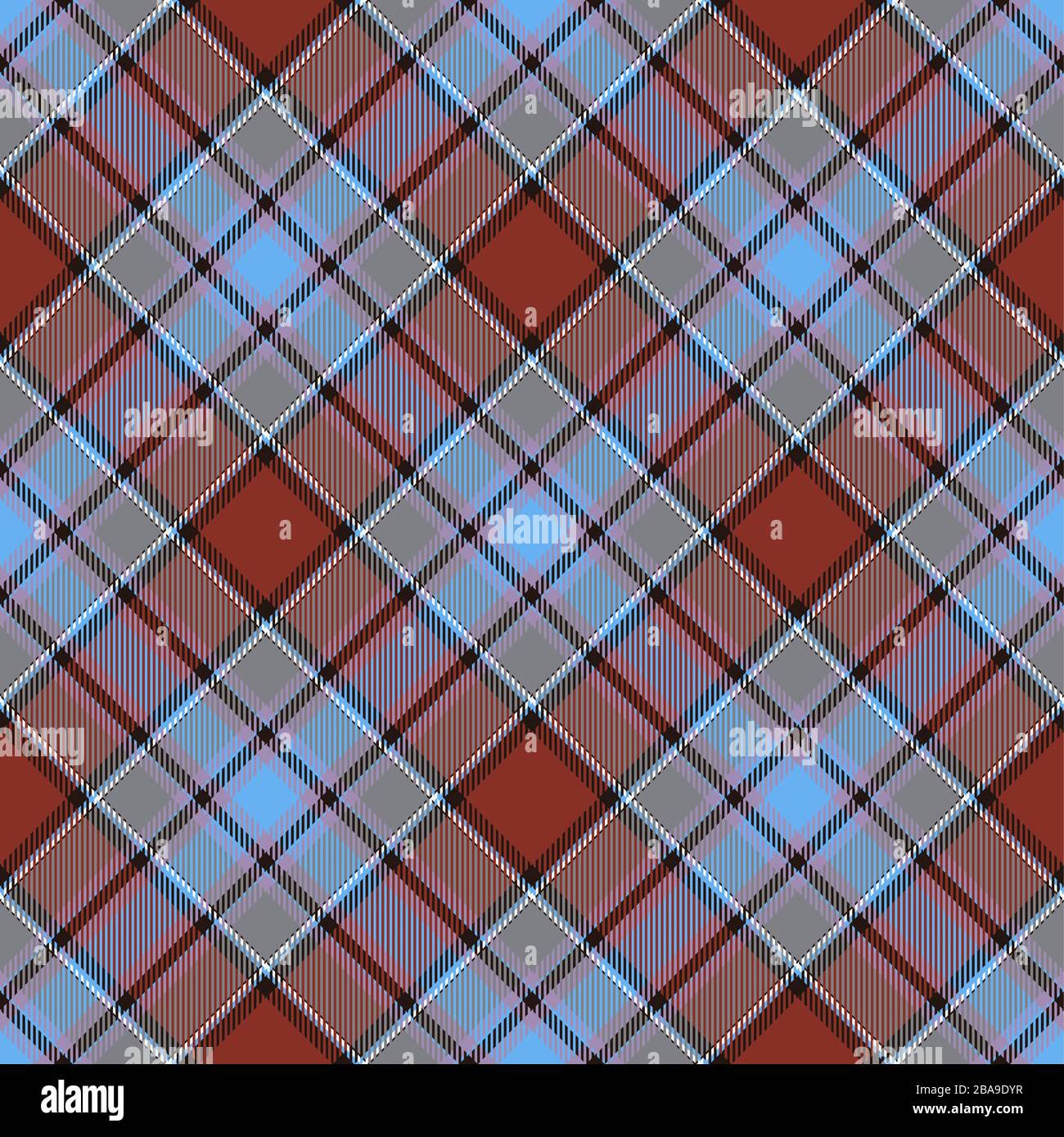 Blue gingham fabric square checkered seamless pattern vintage background  vector Stock Vector