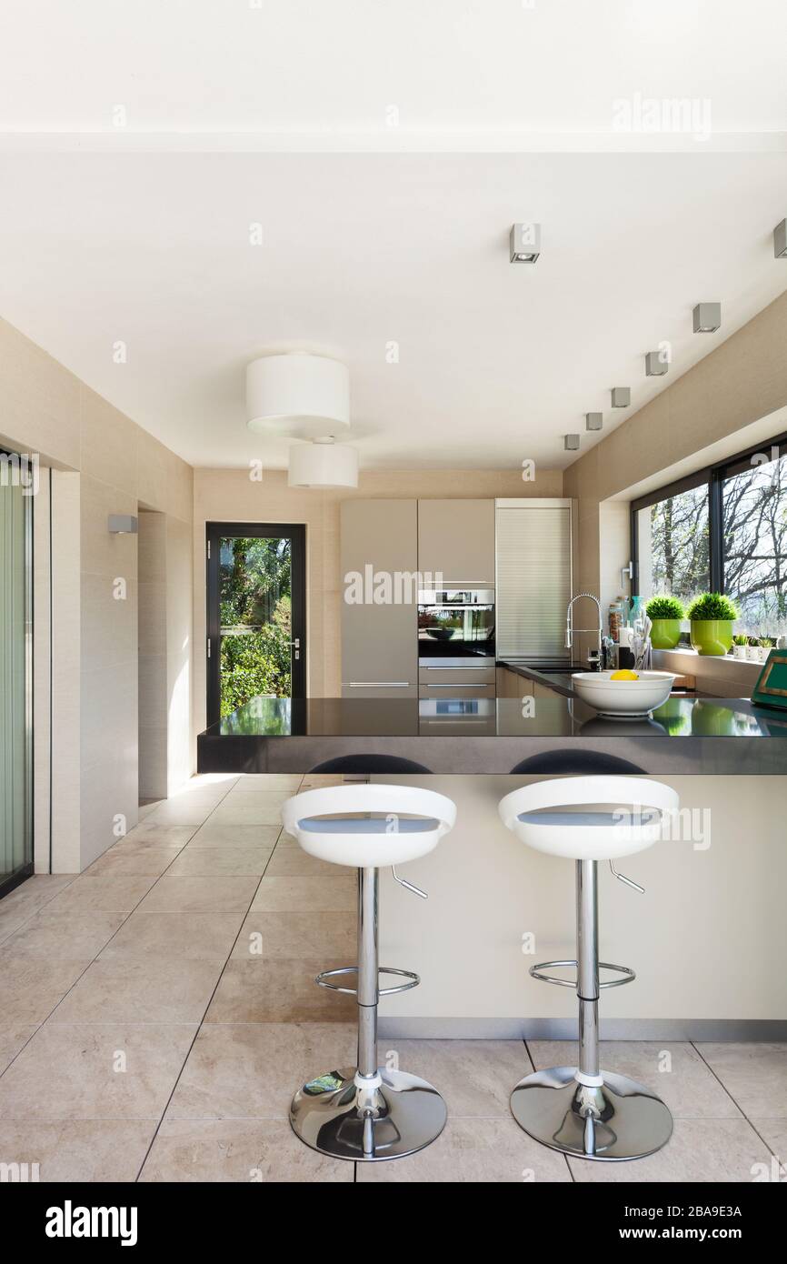 architecture, modern house, beautiful interiors, kitchen Stock Photo