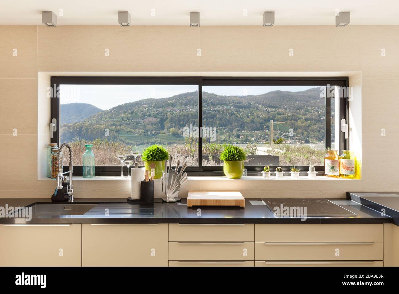 architecture, modern house, beautiful interiors, detail kitchen Stock Photo