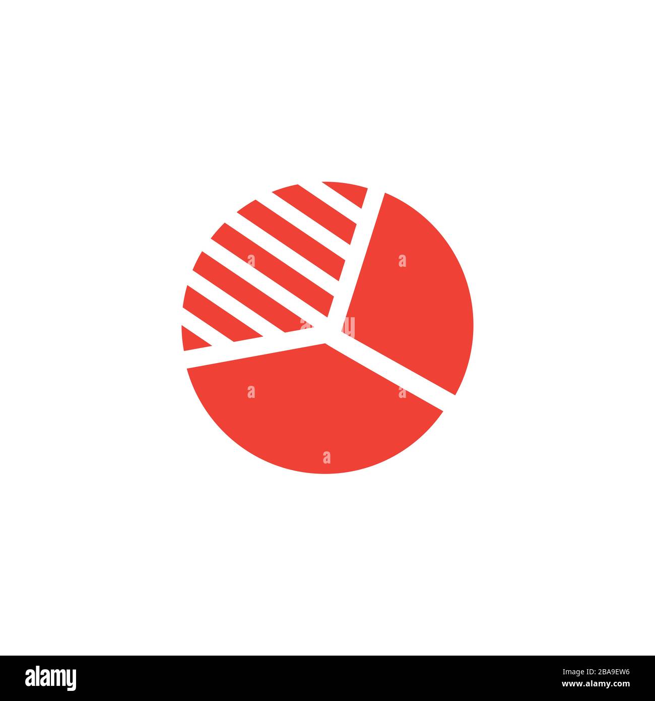 Pie Chart Red Icon On White Background. Red Flat Style Vector Illustration. Stock Vector