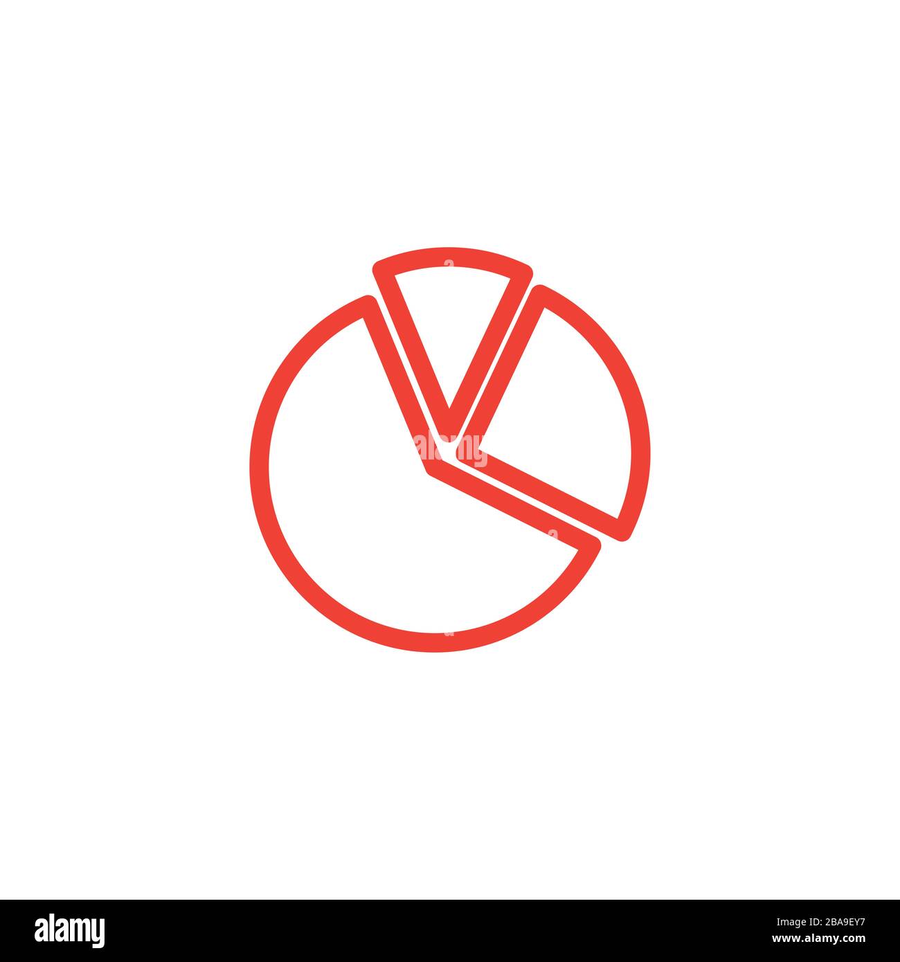 Pie Chart Line Red Icon On White Background. Red Flat Style Vector ...