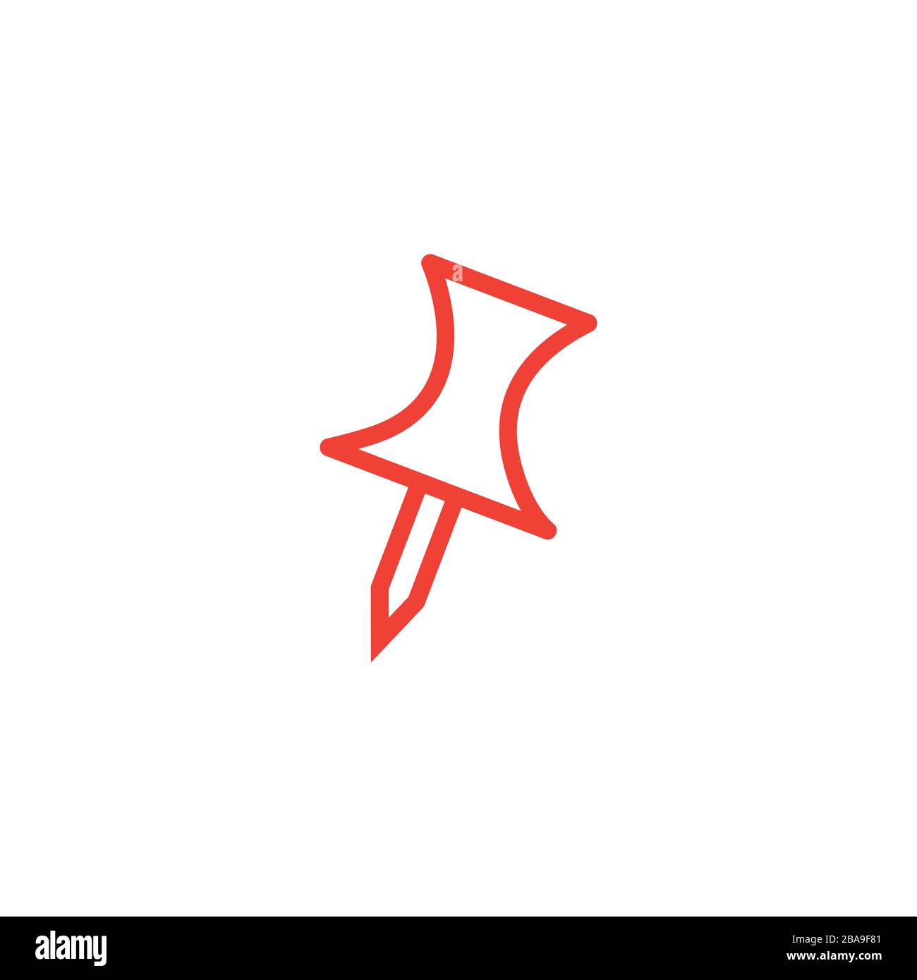 Push Pin Line Red Icon On White Background. Red Flat Style Vector Illustration. Stock Vector