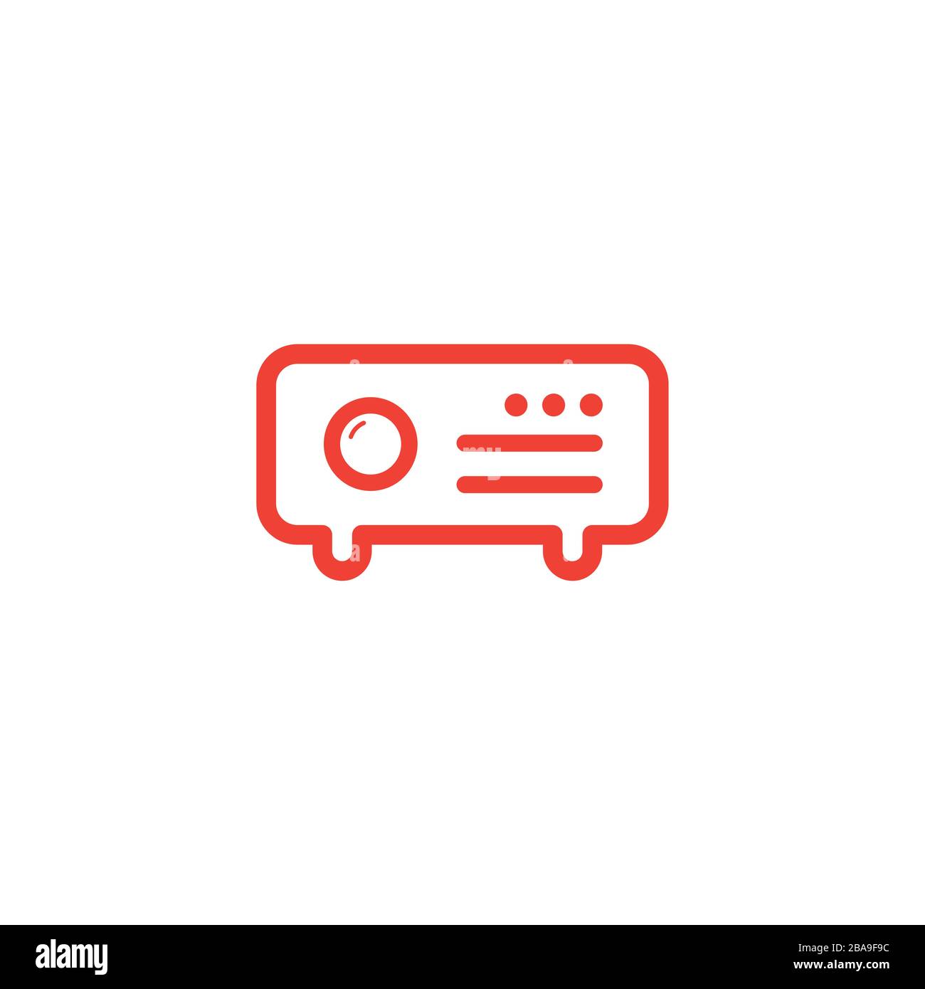 Projector Line Red Icon On White Background. Red Flat Style Vector