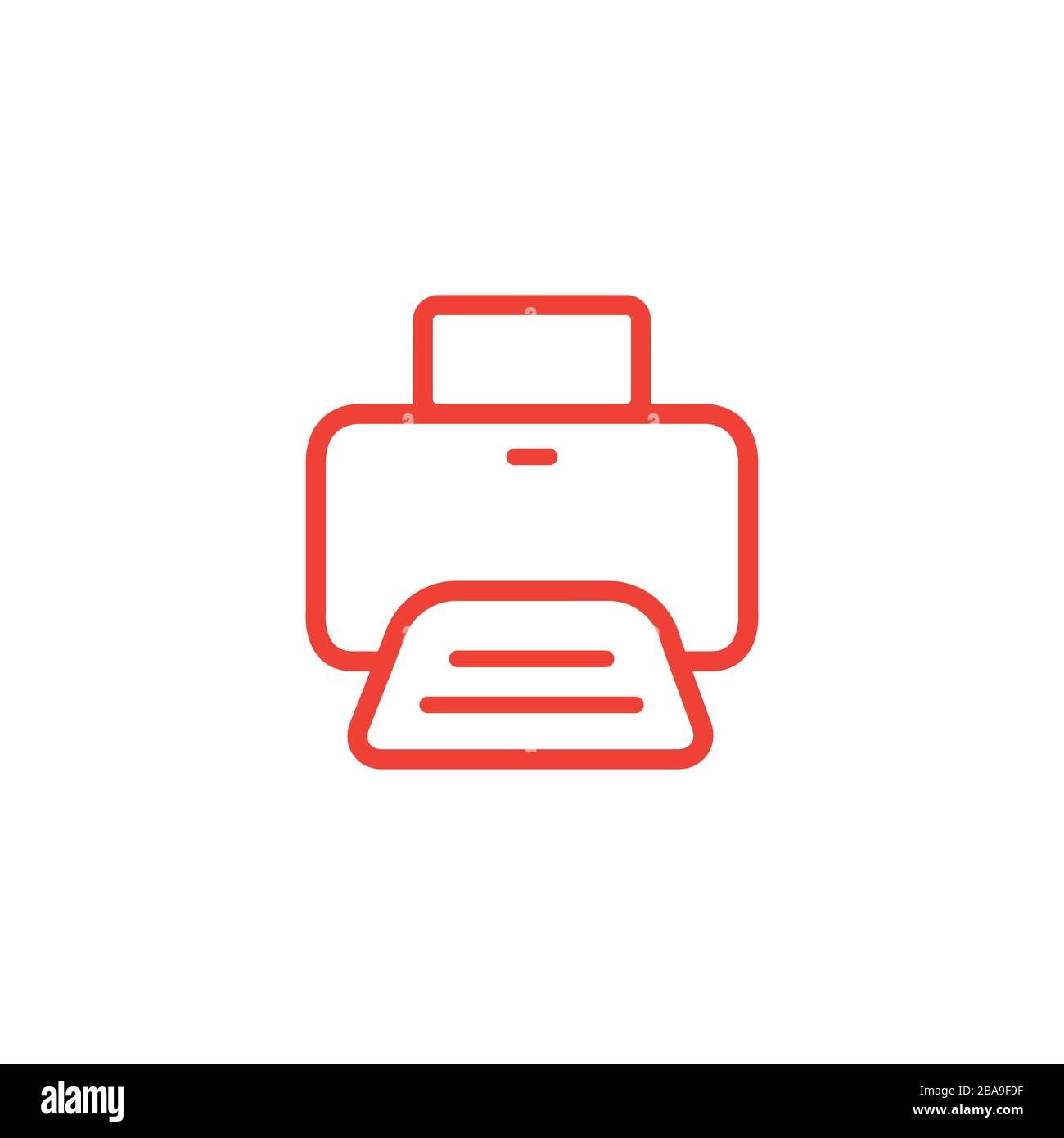 Printer Line Red Icon On White Background. Red Flat Style Vector Illustration. Stock Vector